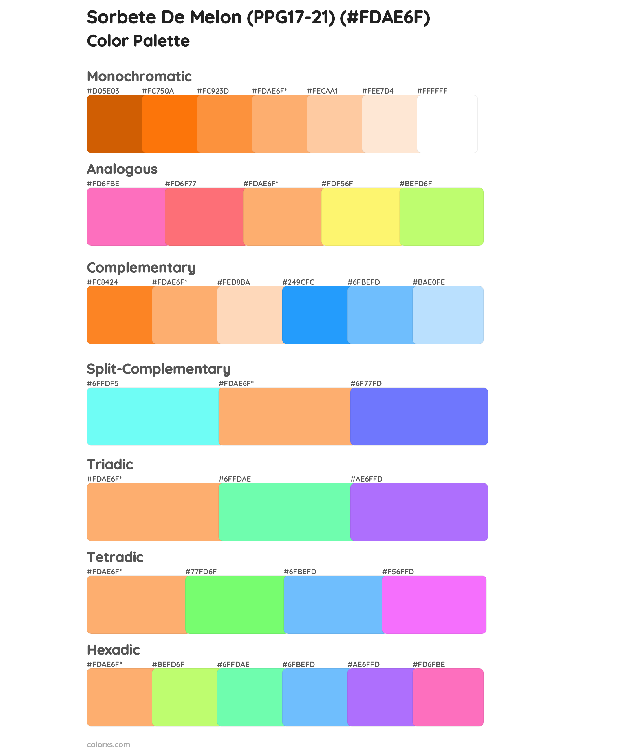 Sorbete De Melon (PPG17-21) Color Scheme Palettes