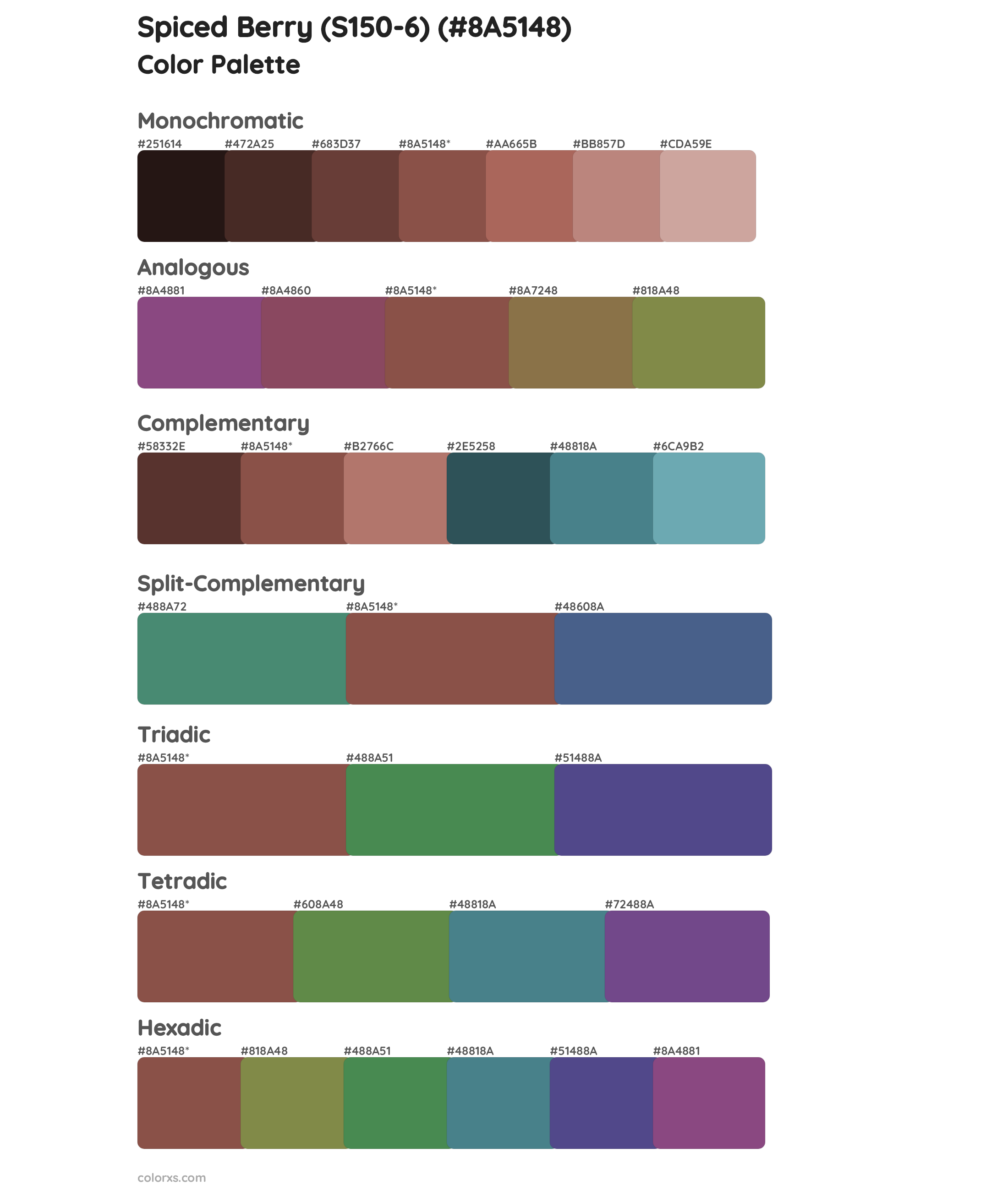 Spiced Berry (S150-6) Color Scheme Palettes