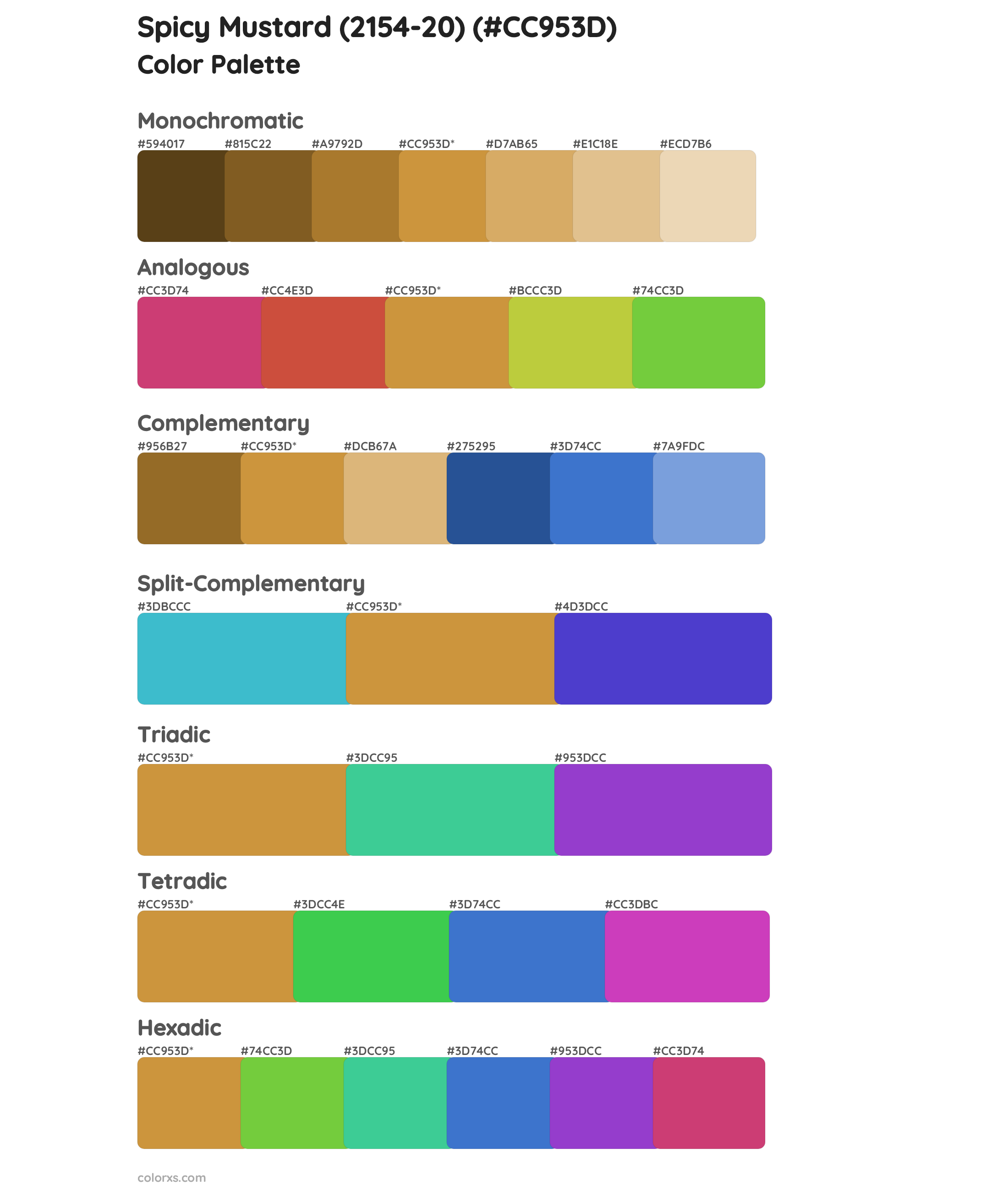 Spicy Mustard (2154-20) Color Scheme Palettes