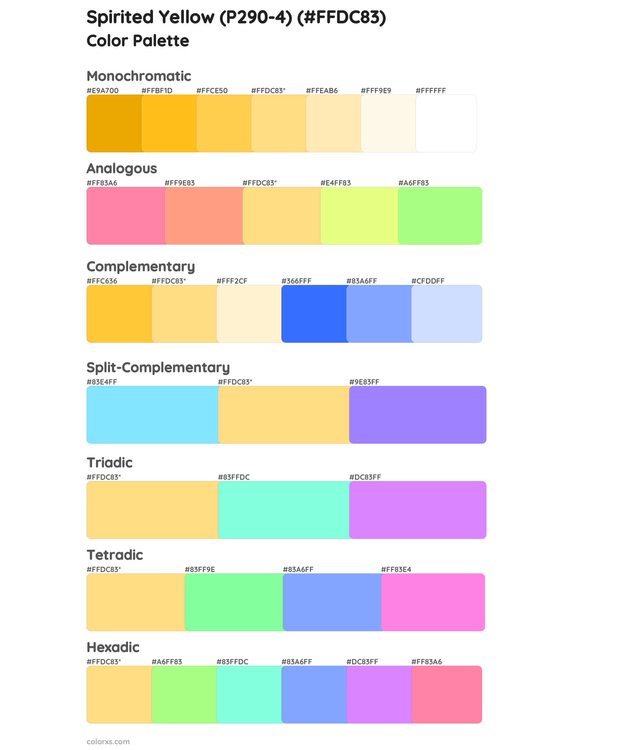 Spirited Yellow (P290-4) Color Scheme Palettes