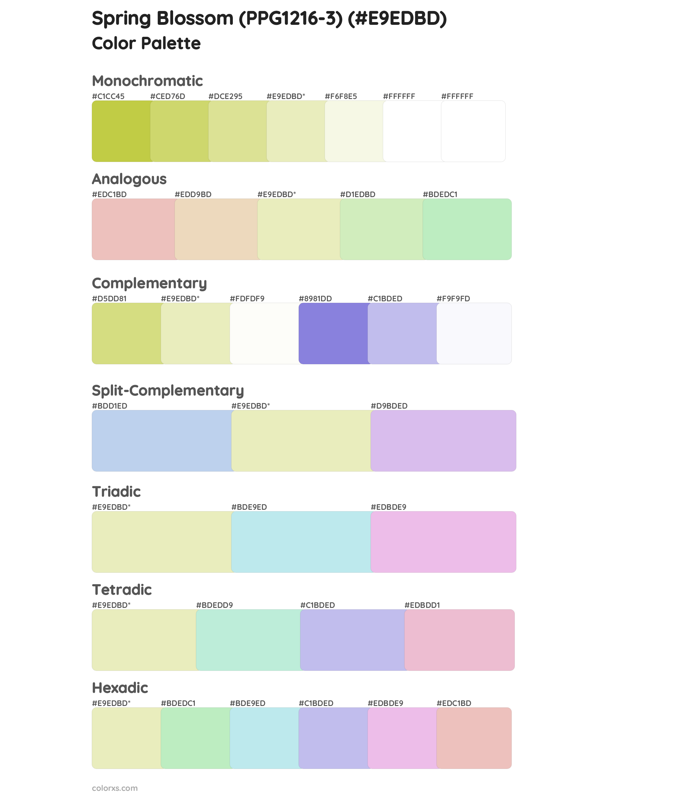 Spring Blossom (PPG1216-3) Color Scheme Palettes