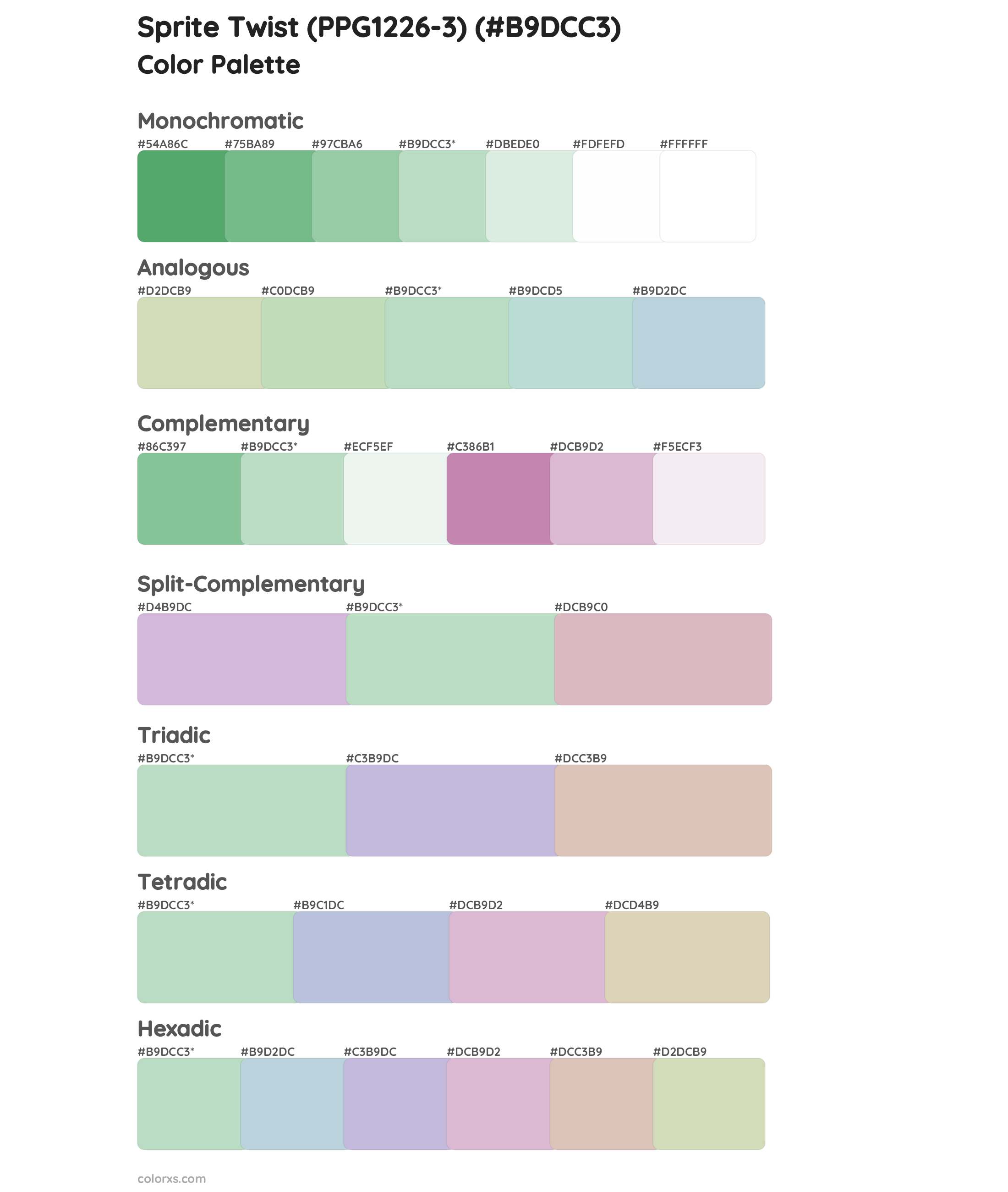 Sprite Twist (PPG1226-3) Color Scheme Palettes