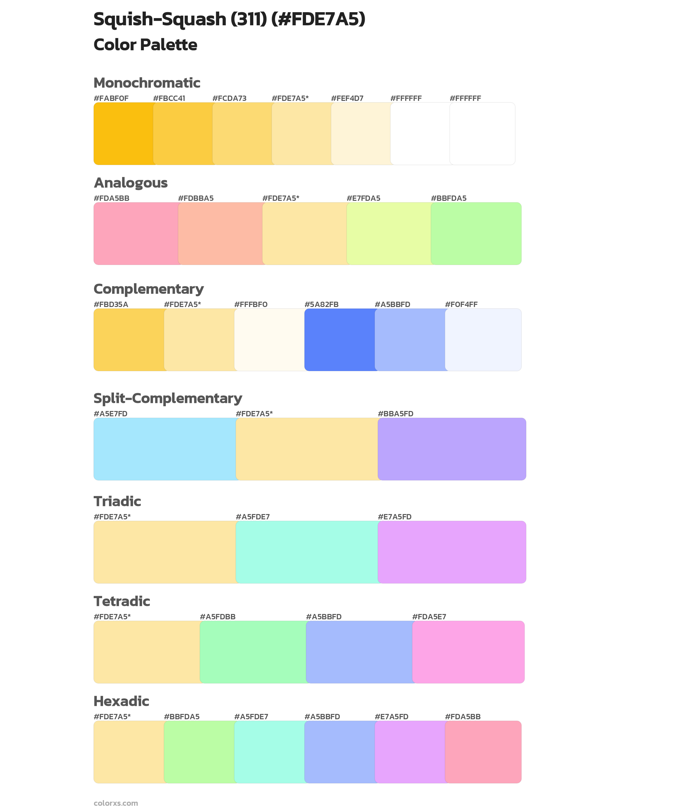 Squish-Squash (311) Color Scheme Palettes