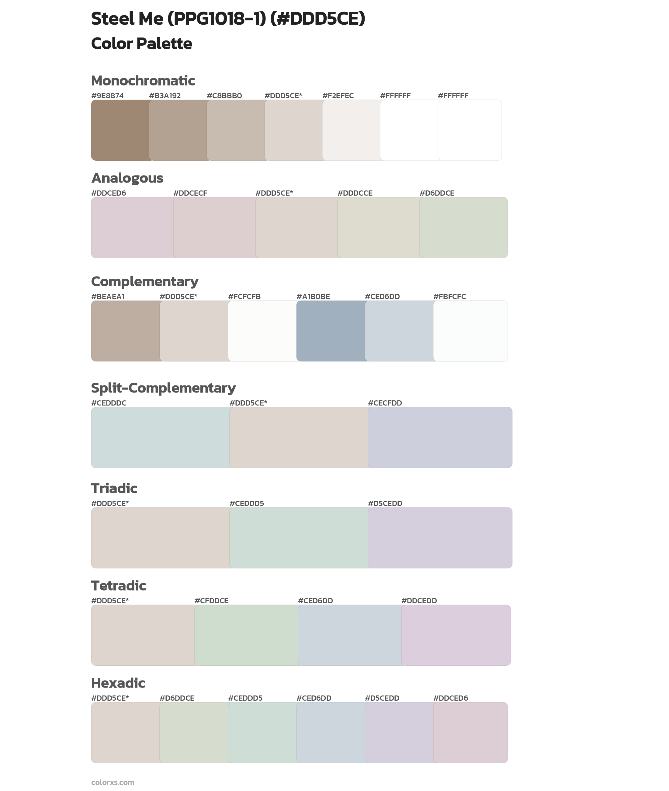 Steel Me (PPG1018-1) Color Scheme Palettes