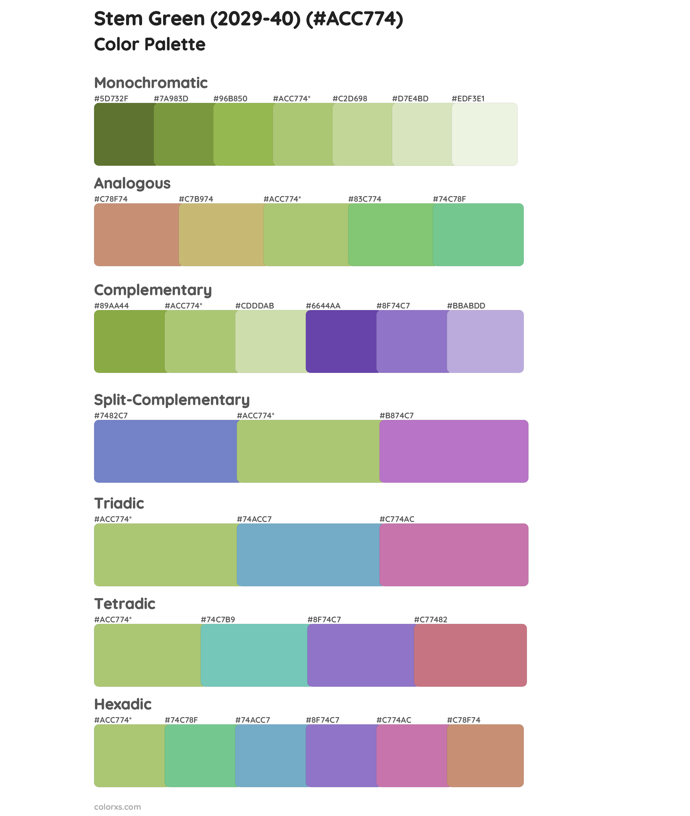 Stem Green (2029-40) Color Scheme Palettes