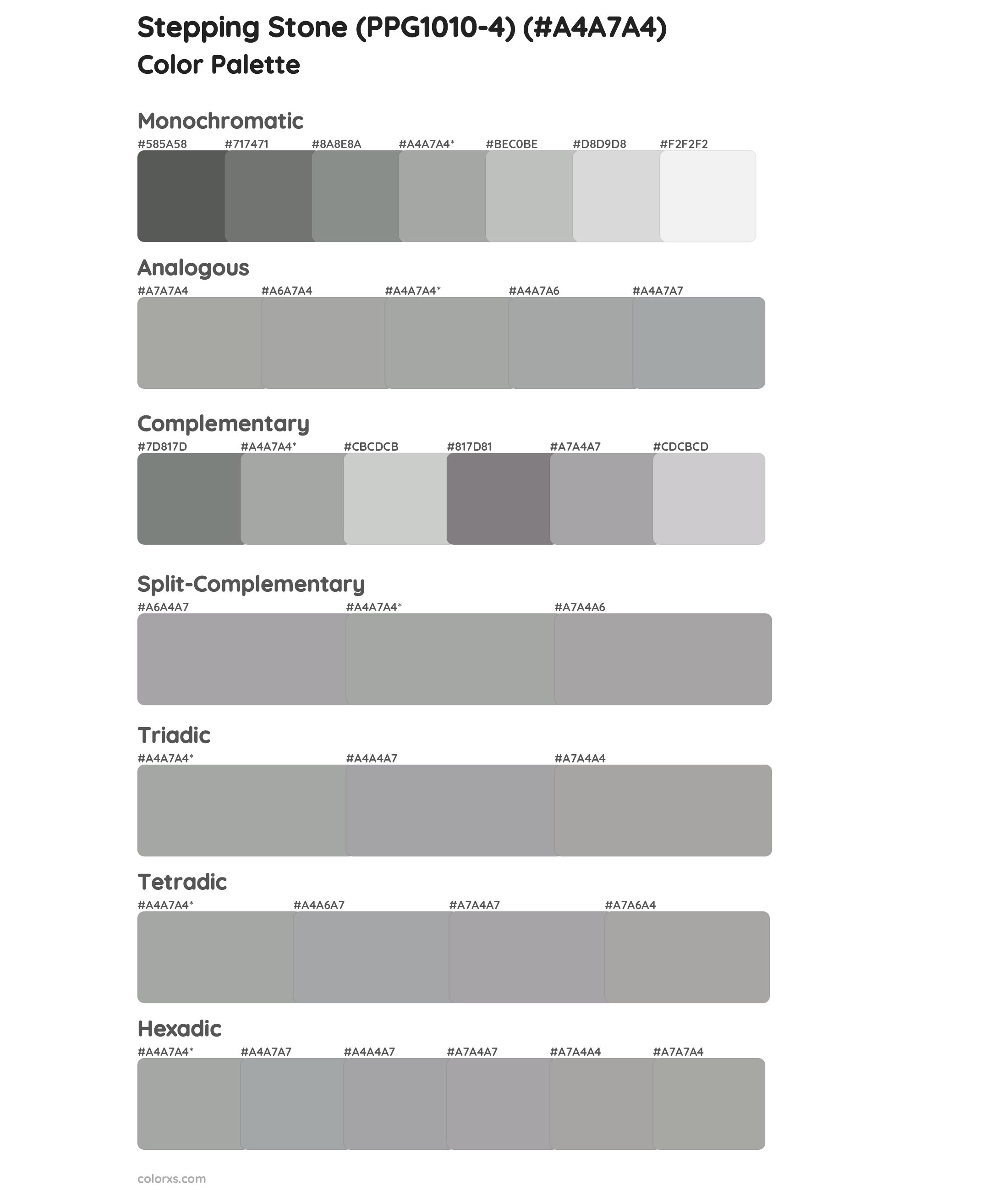 Stepping Stone (PPG1010-4) Color Scheme Palettes