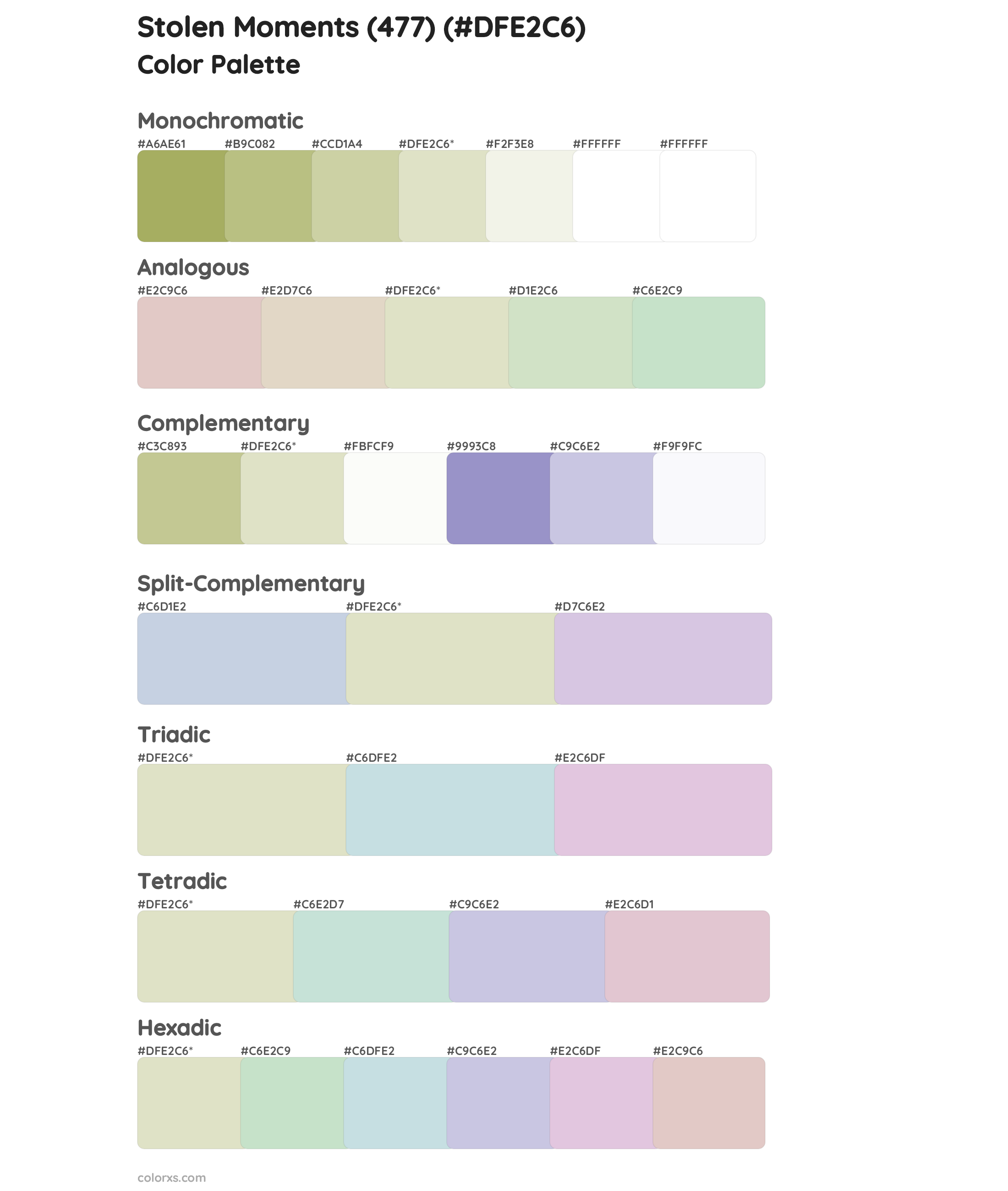 Stolen Moments (477) Color Scheme Palettes