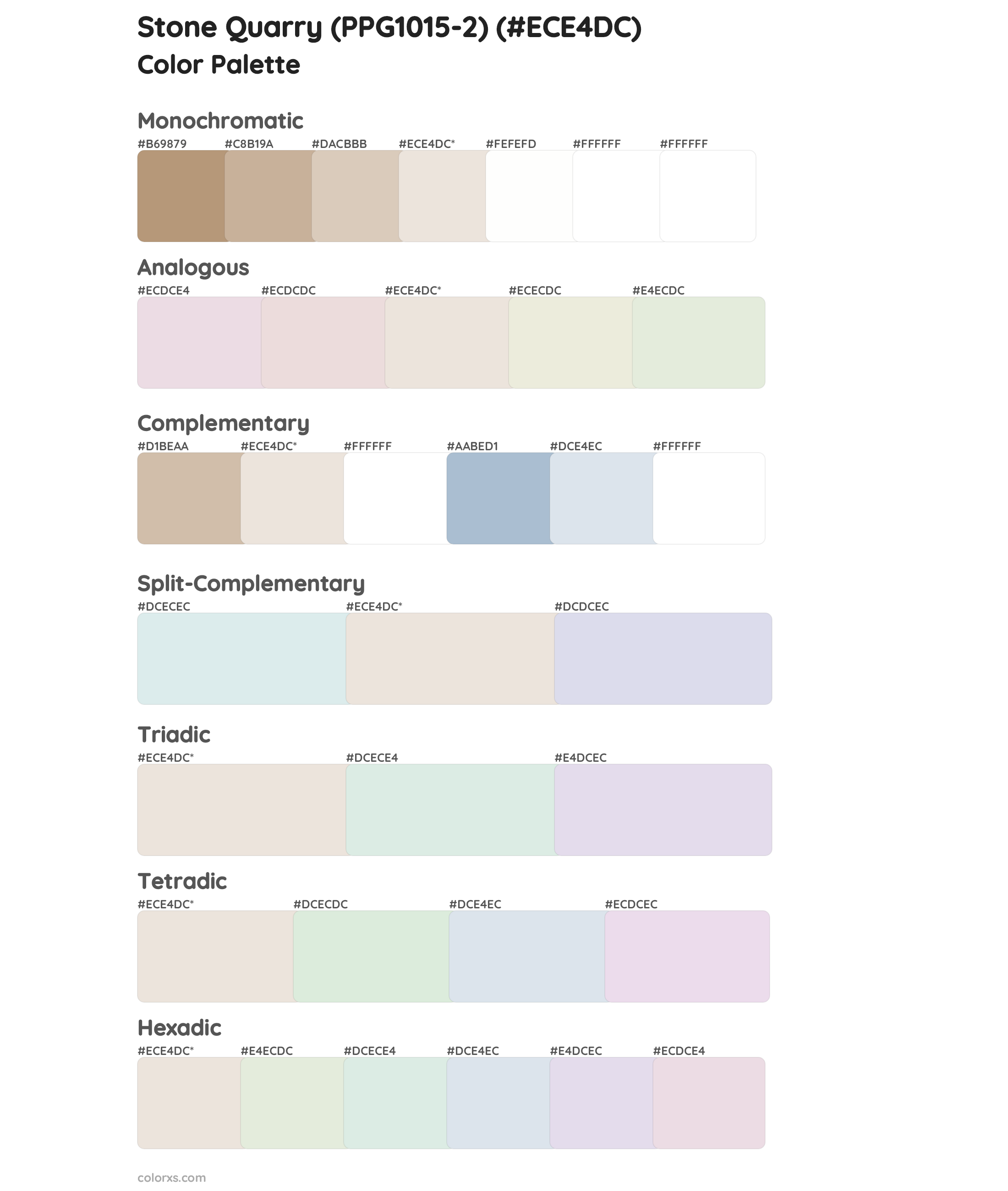 Stone Quarry (PPG1015-2) Color Scheme Palettes