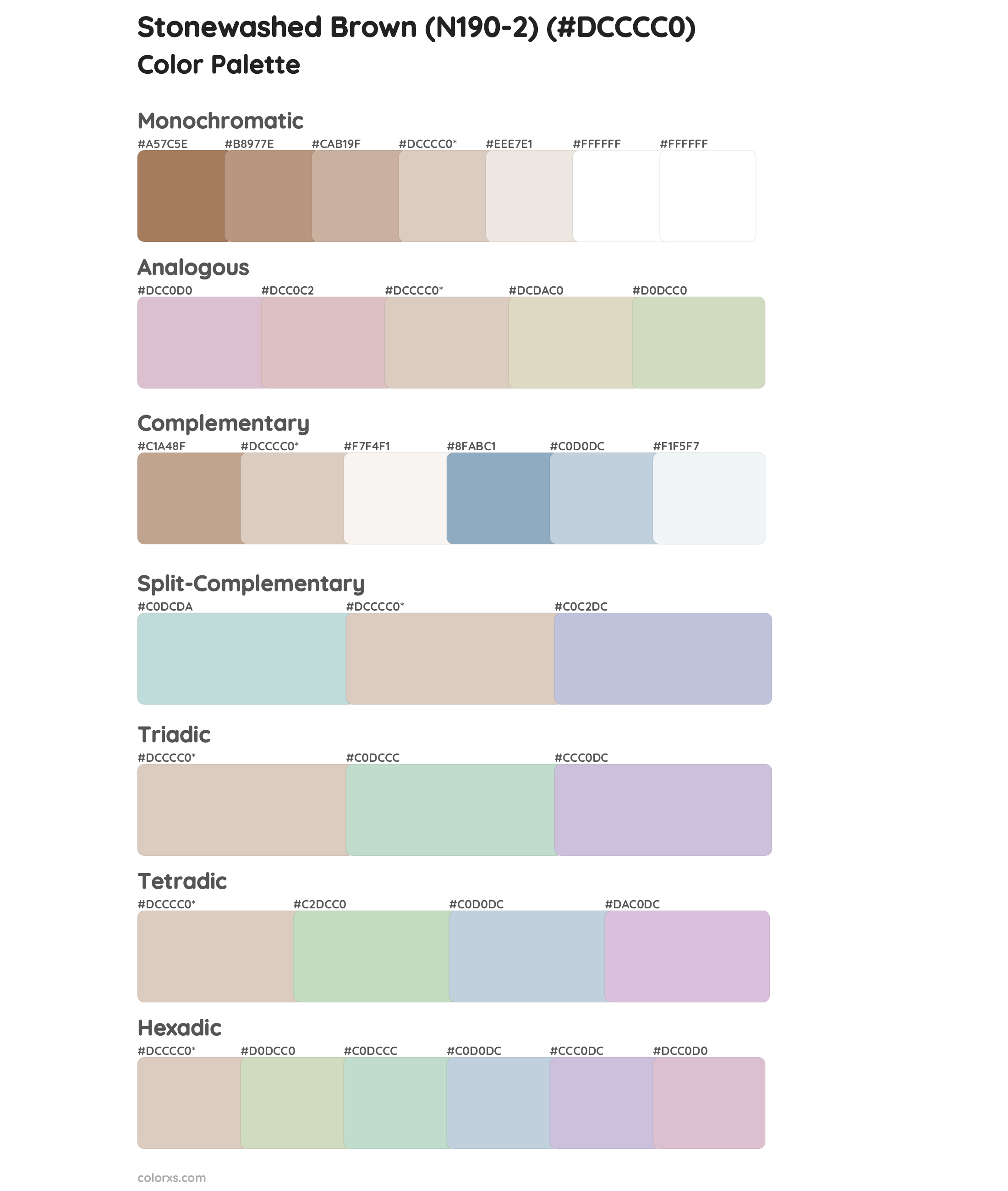 Stonewashed Brown (N190-2) Color Scheme Palettes