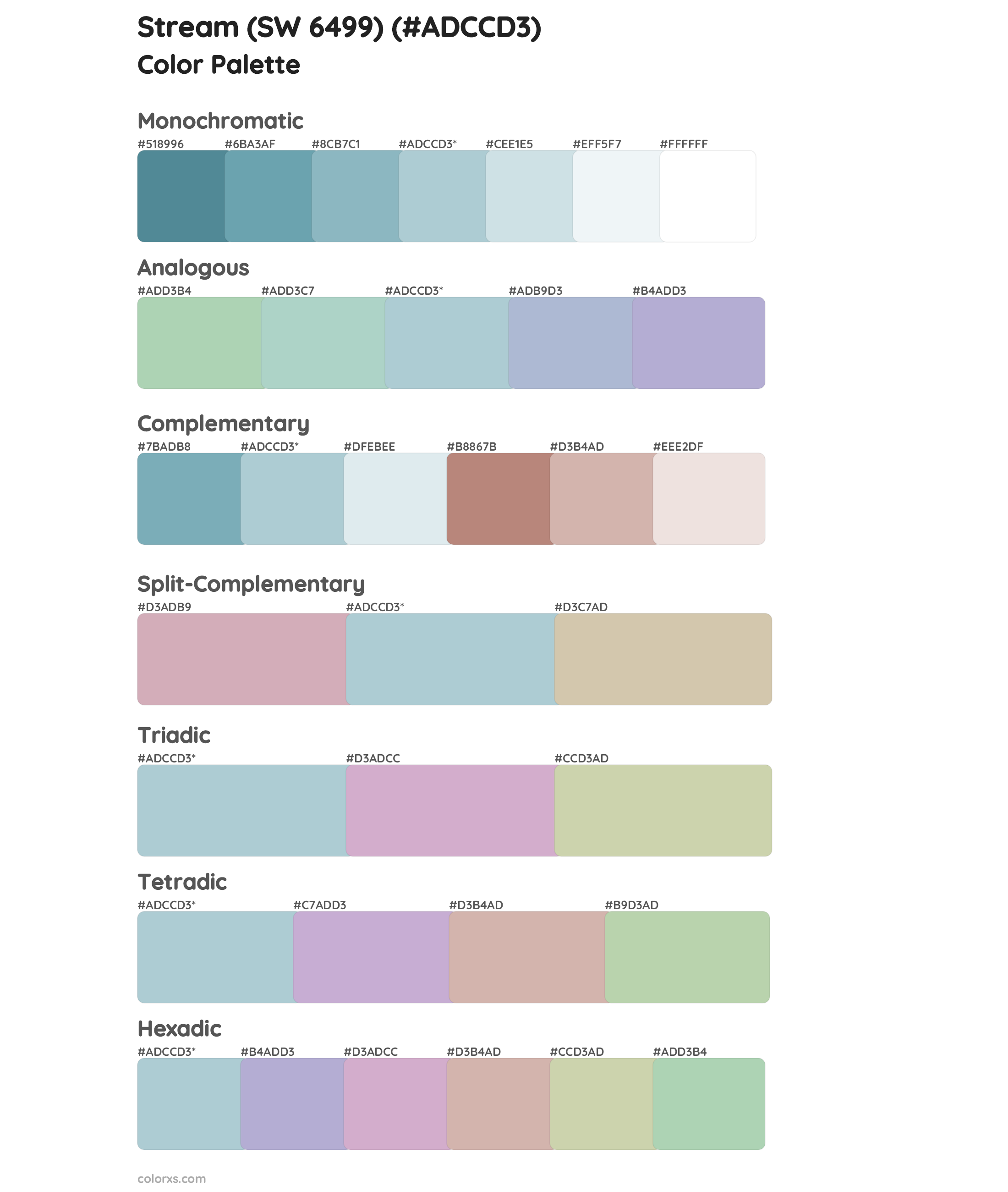 Stream (SW 6499) Color Scheme Palettes