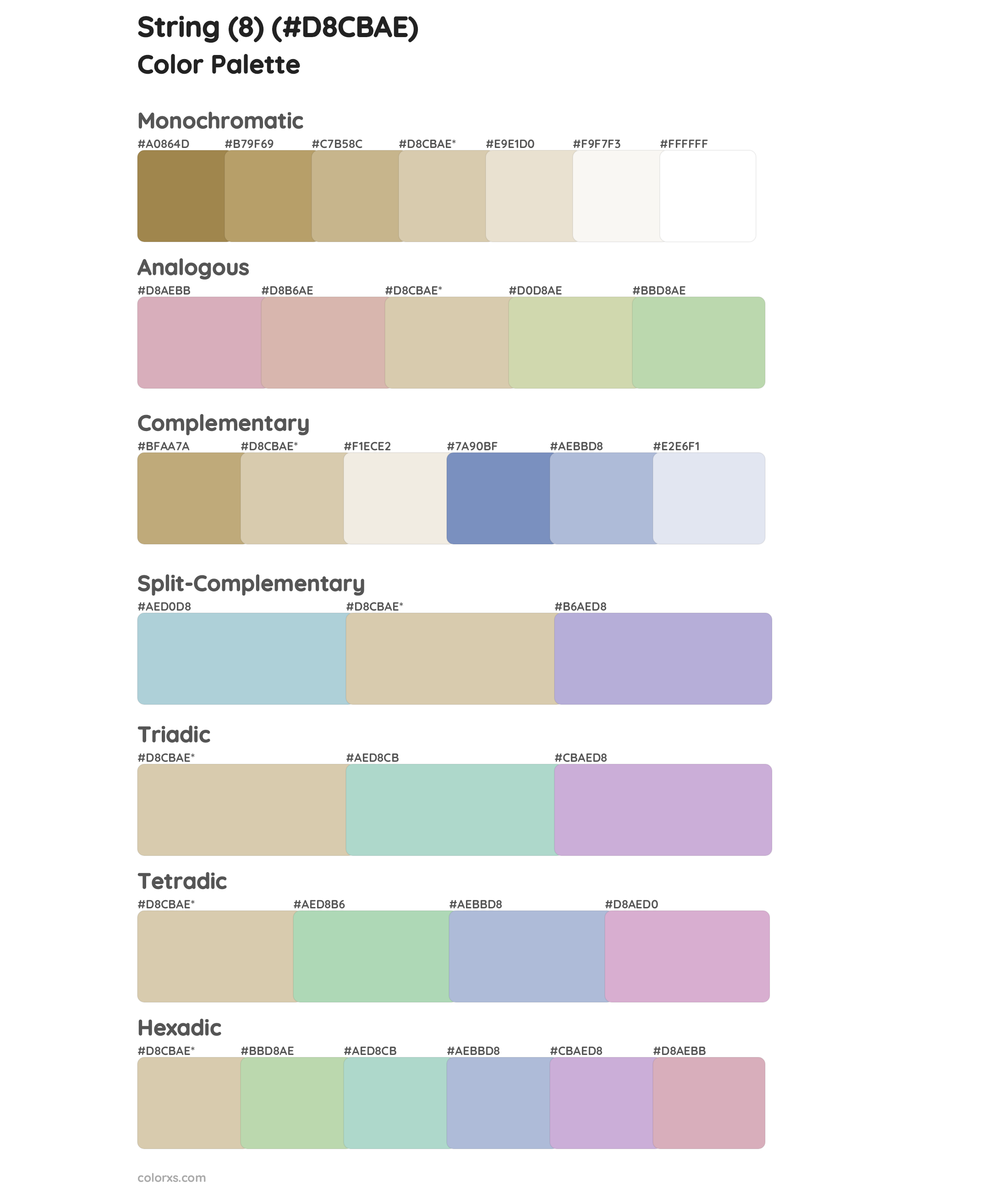 String (8) Color Scheme Palettes