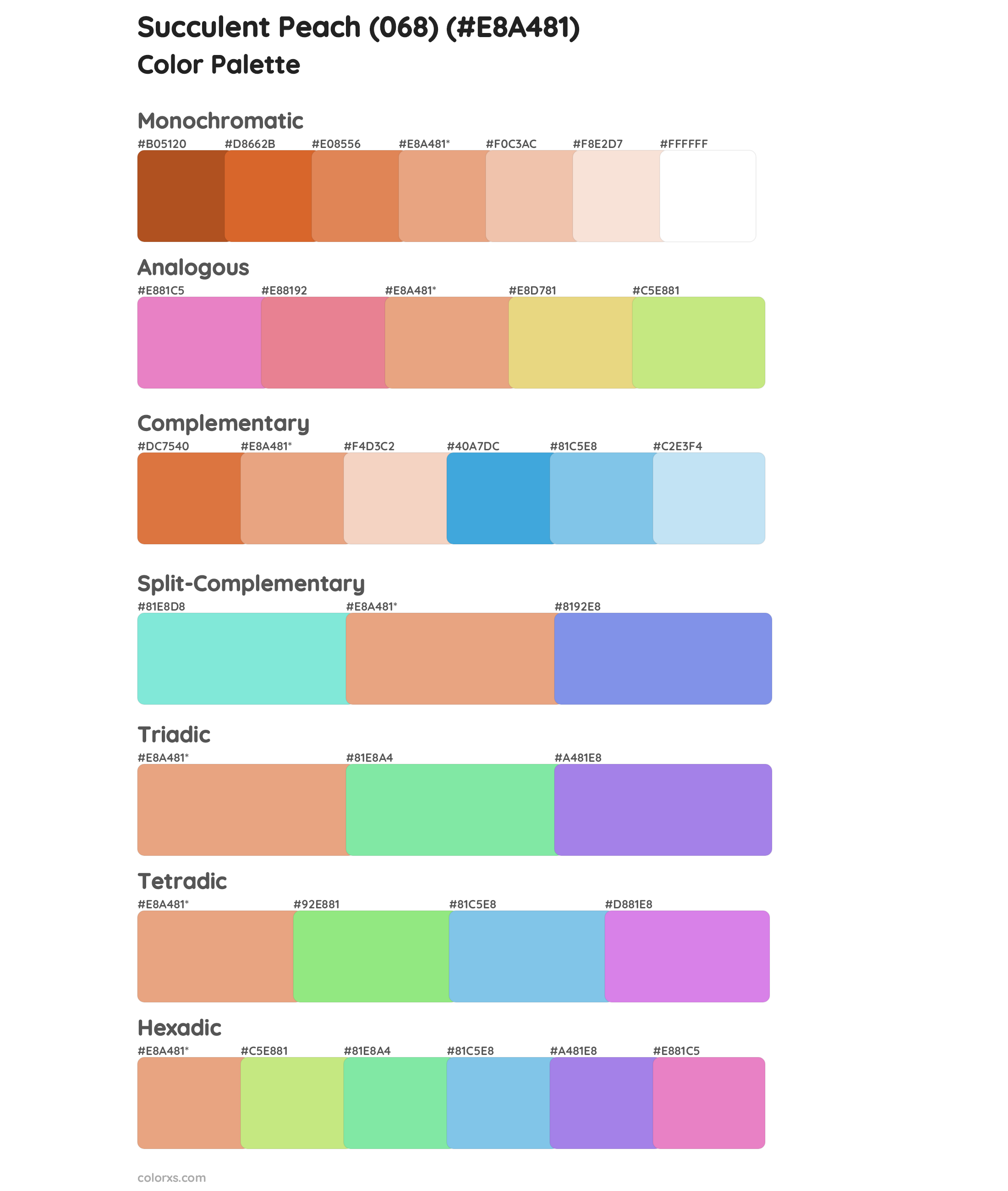 Succulent Peach (068) Color Scheme Palettes