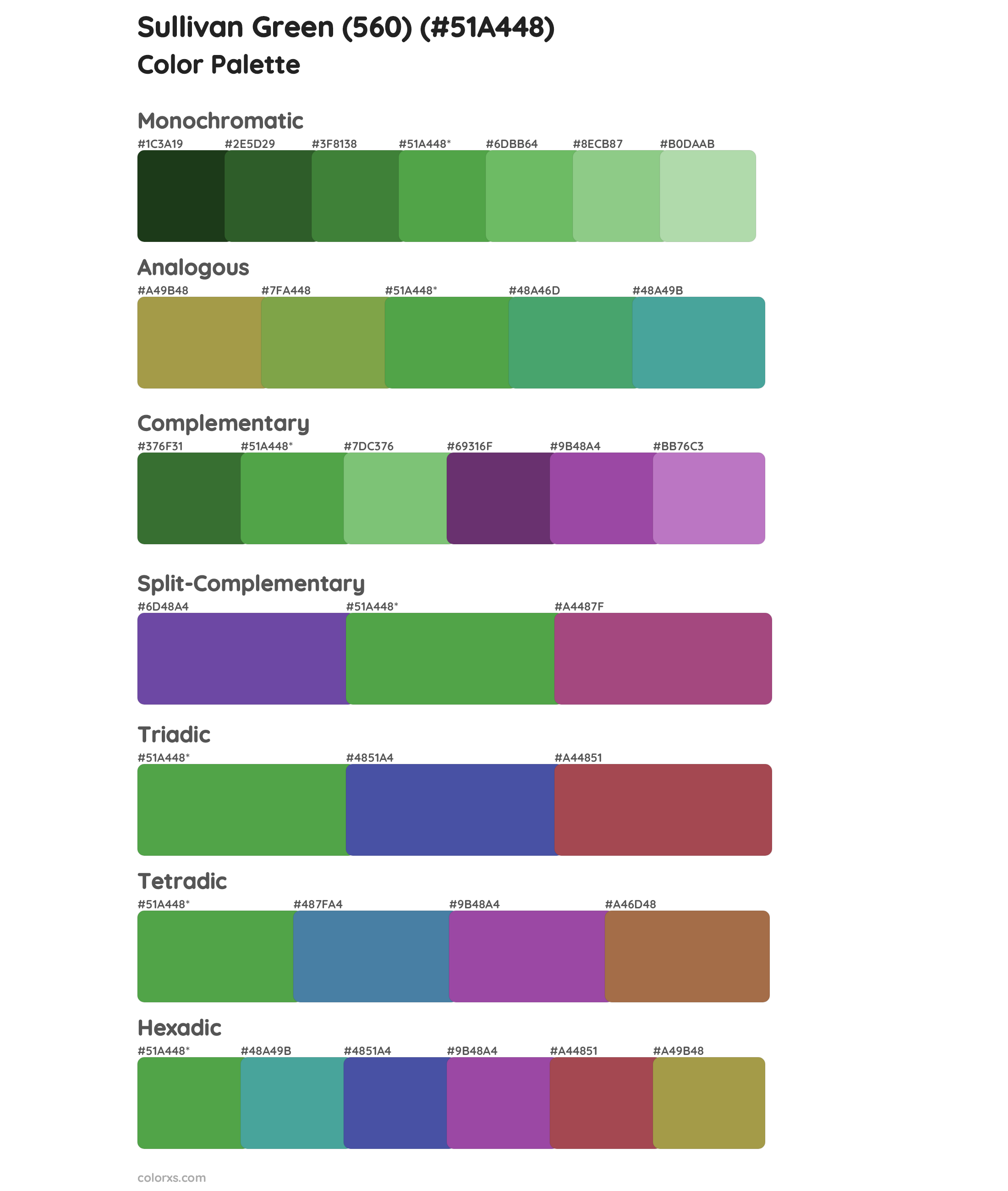 Sullivan Green (560) Color Scheme Palettes