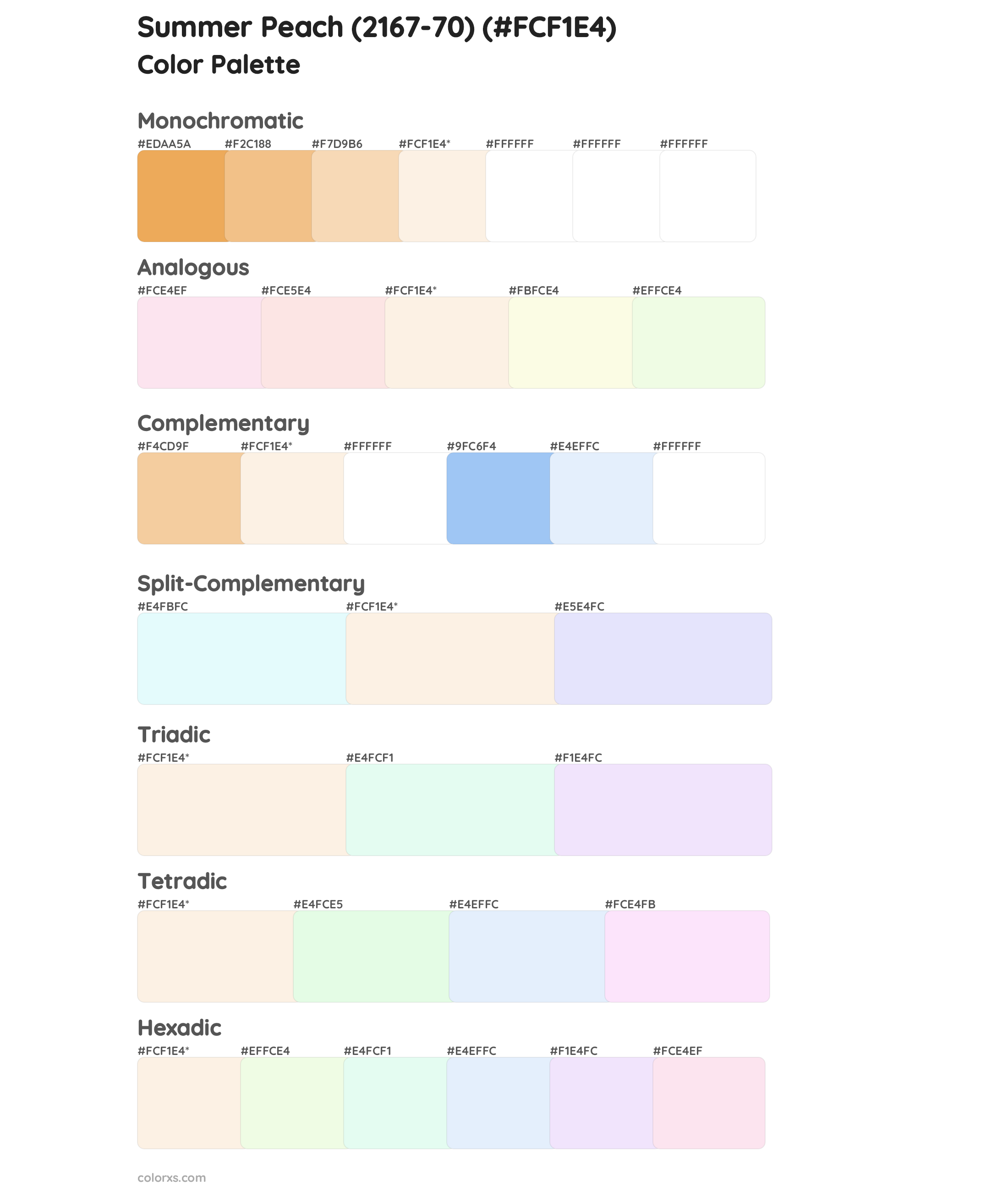 Summer Peach (2167-70) Color Scheme Palettes