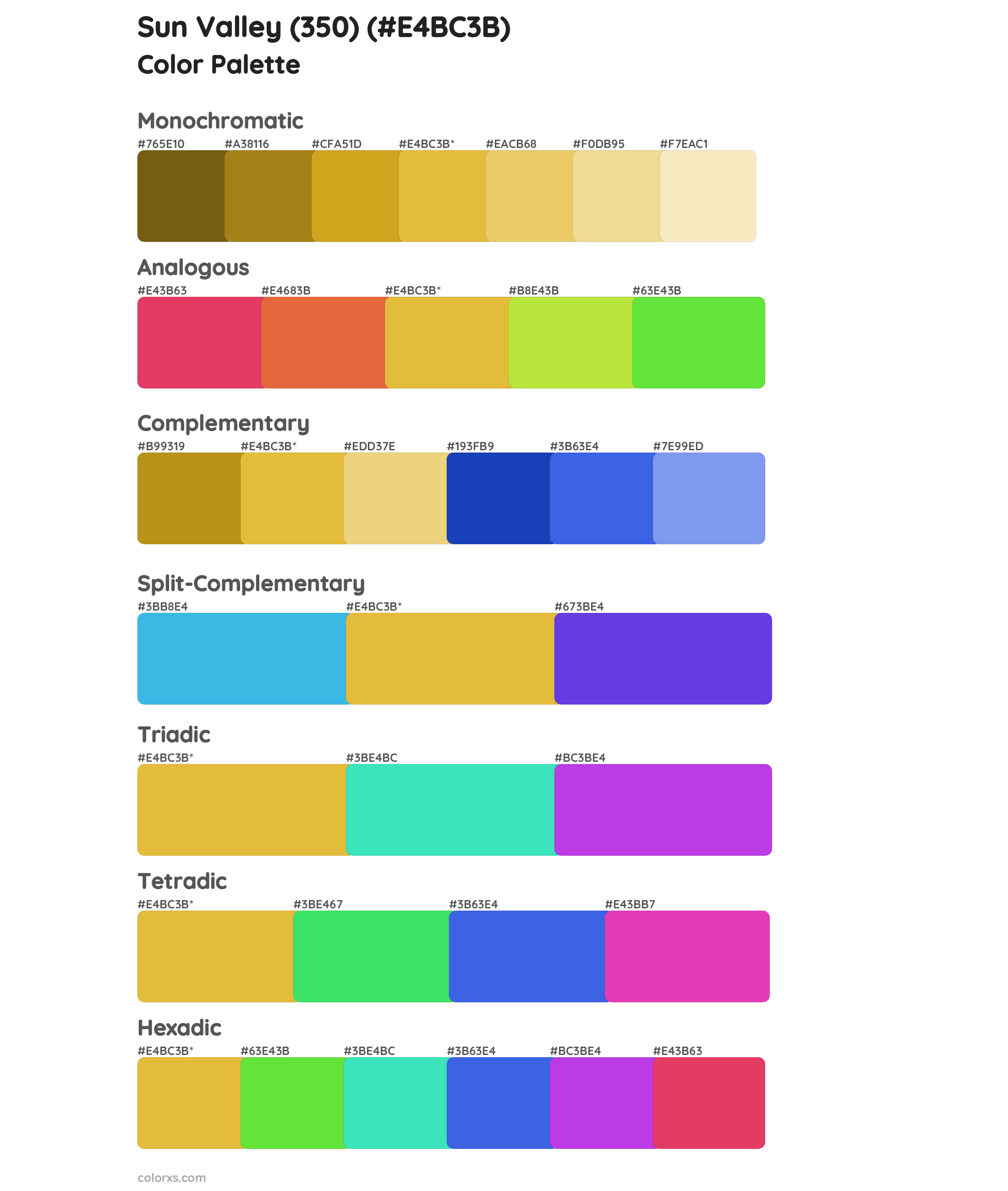 Sun Valley (350) Color Scheme Palettes