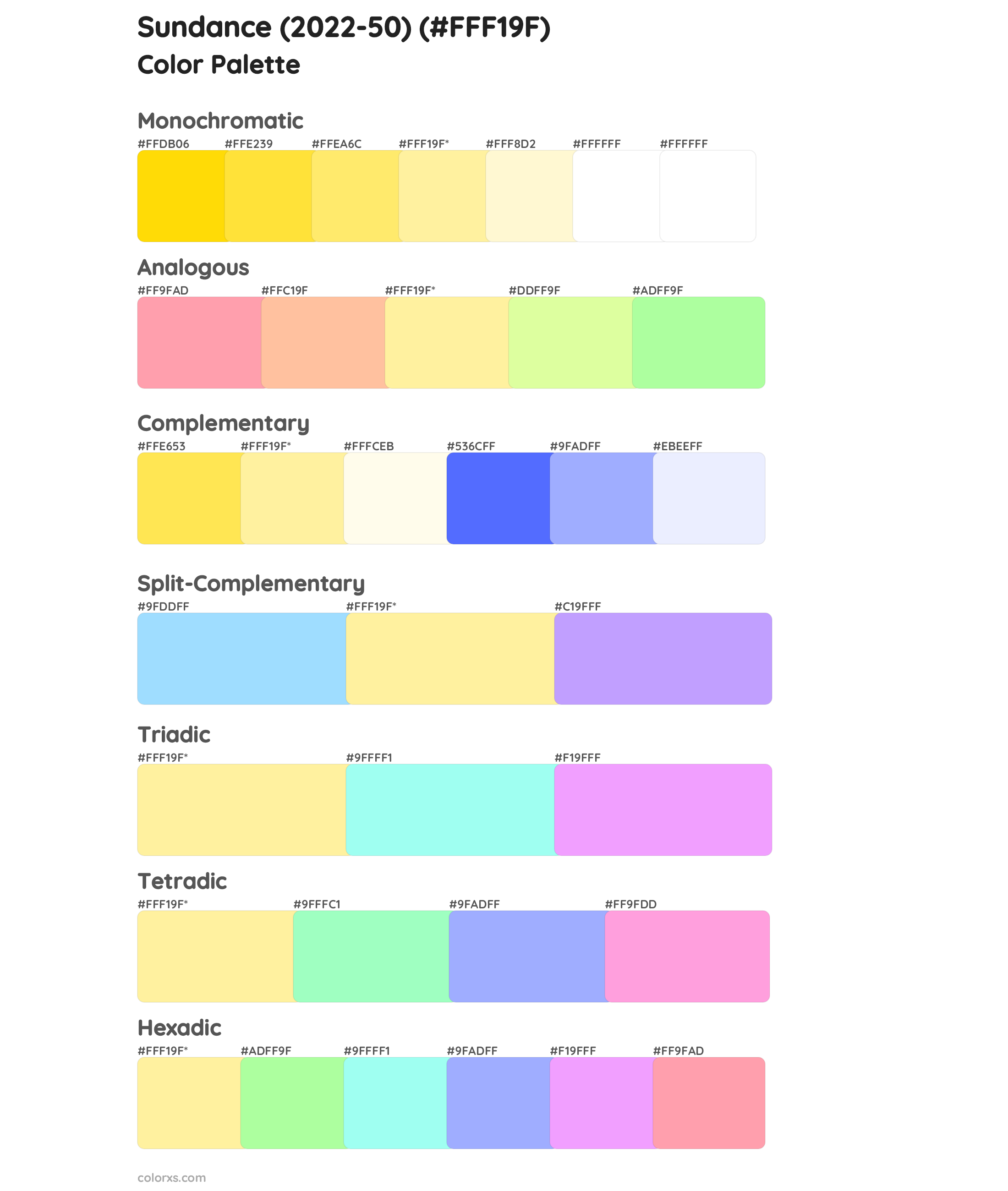 Sundance (2022-50) Color Scheme Palettes