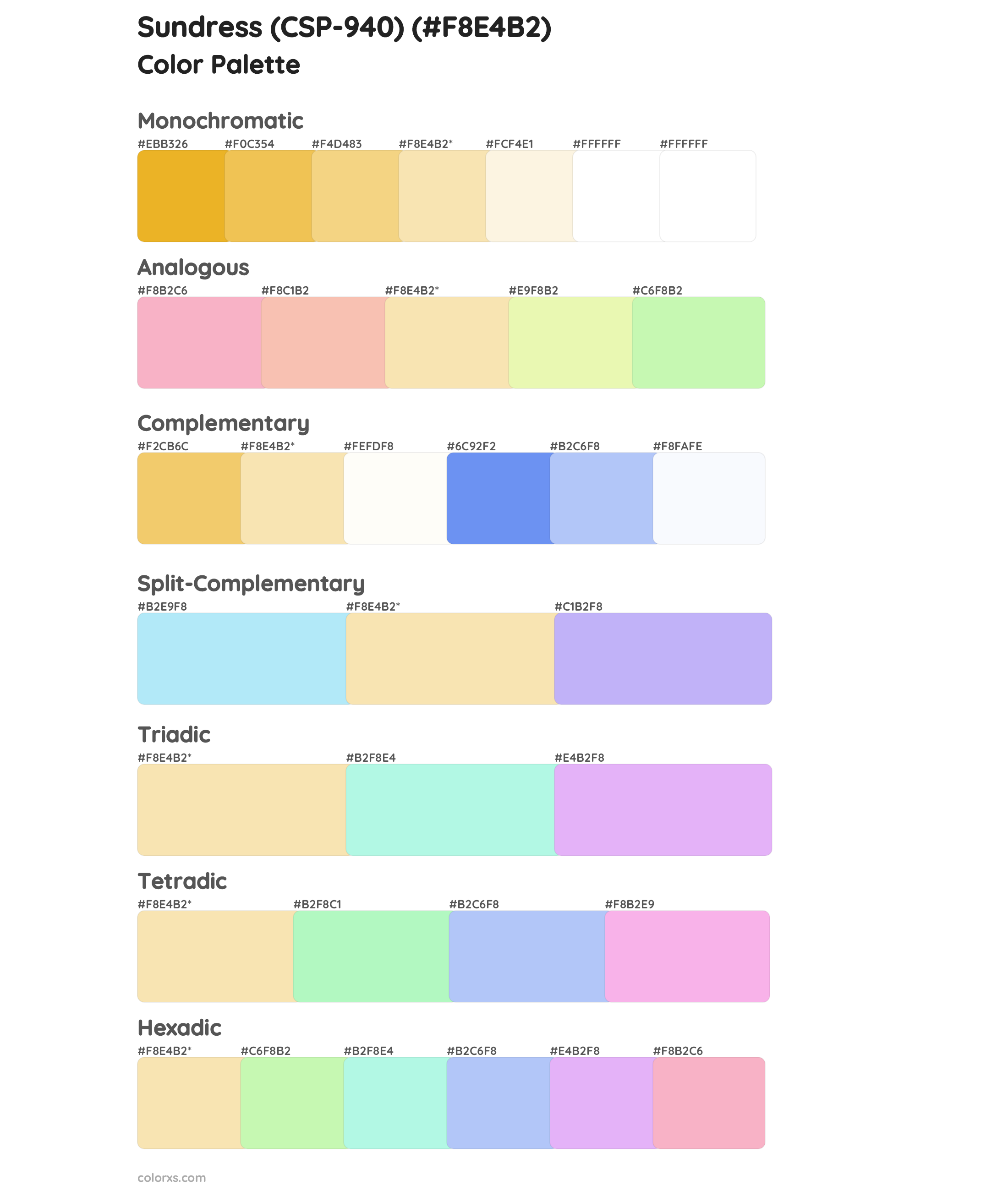 Sundress (CSP-940) Color Scheme Palettes