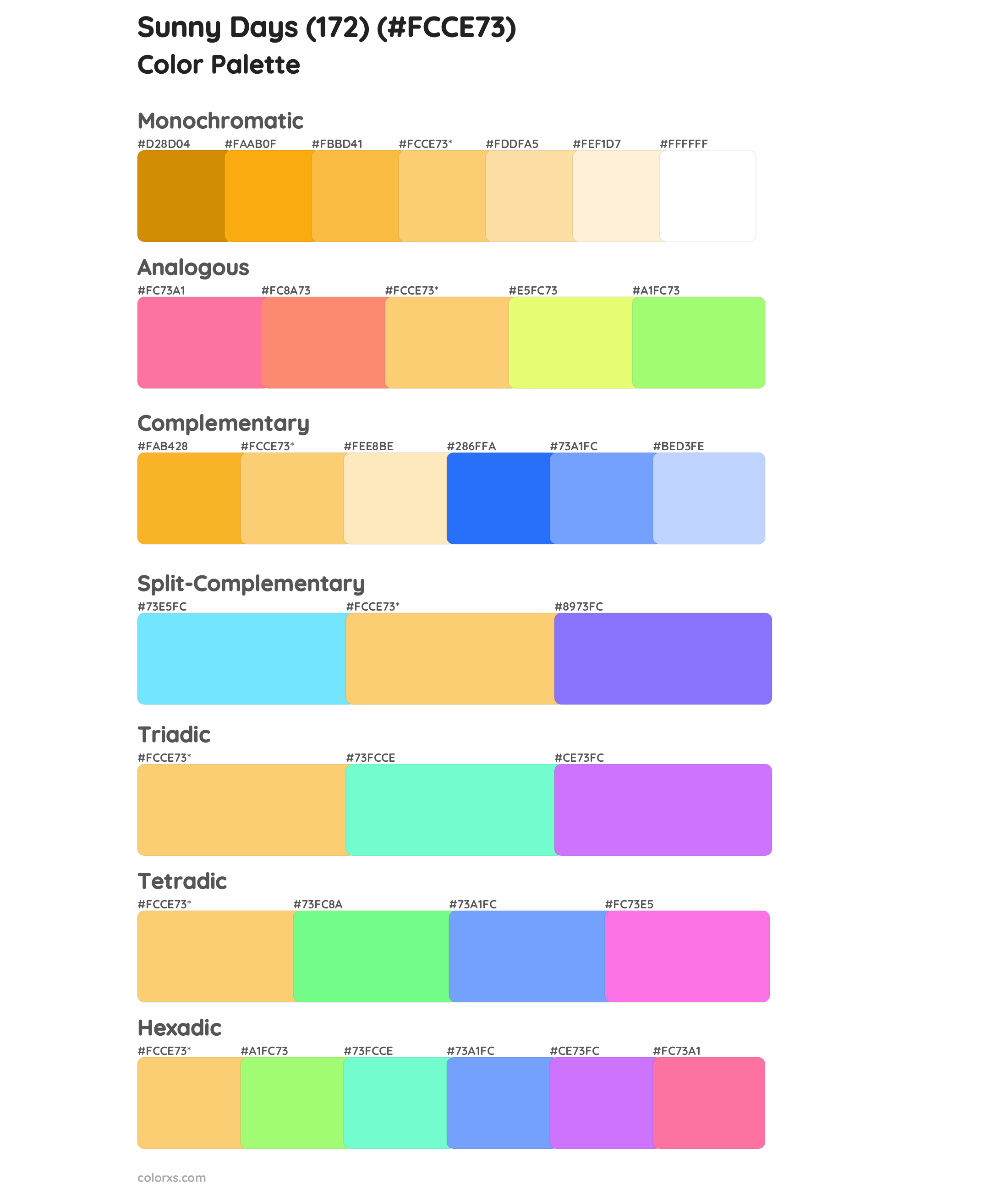 Sunny Days (172) Color Scheme Palettes