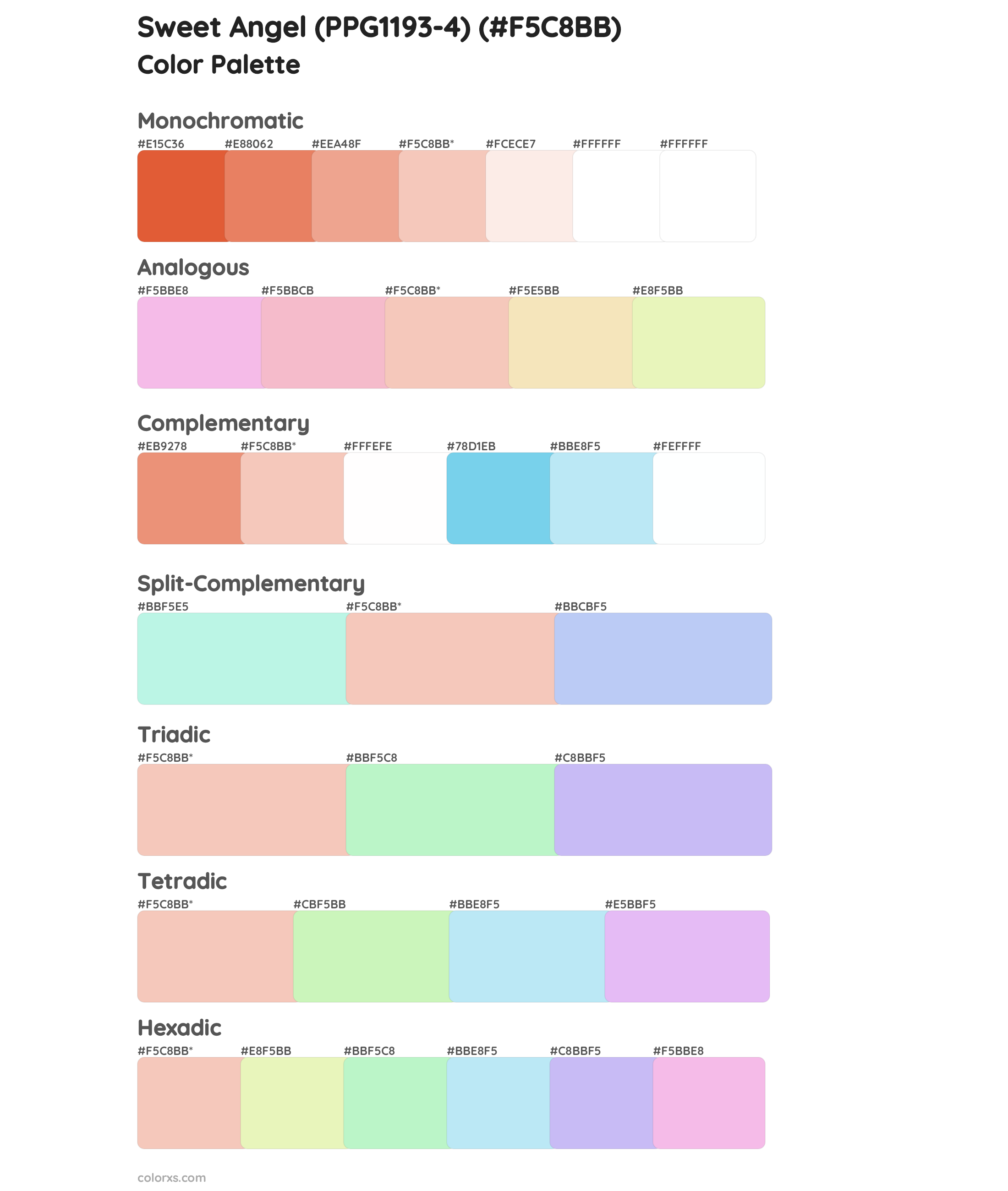 Sweet Angel (PPG1193-4) Color Scheme Palettes