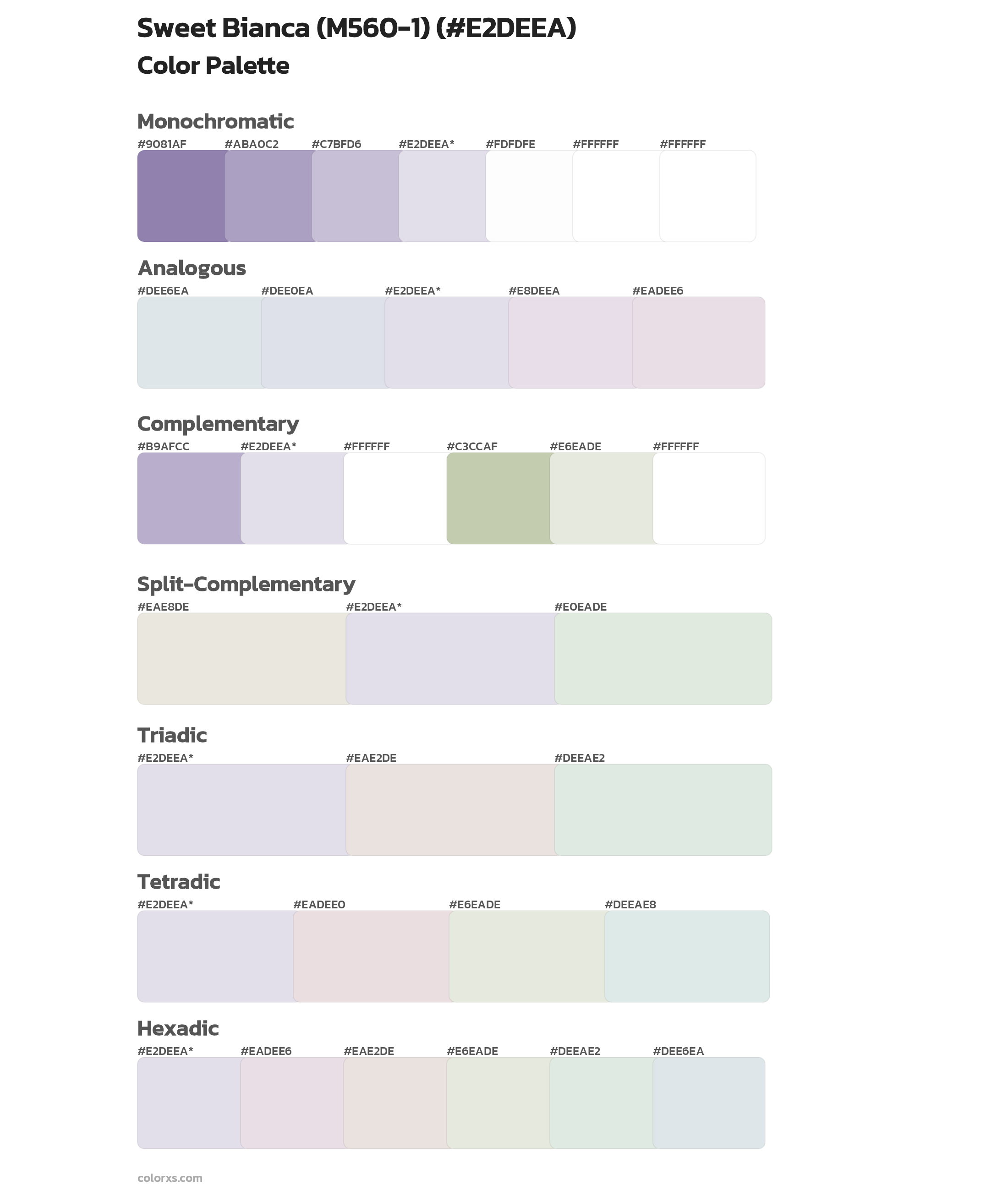 Sweet Bianca (M560-1) Color Scheme Palettes