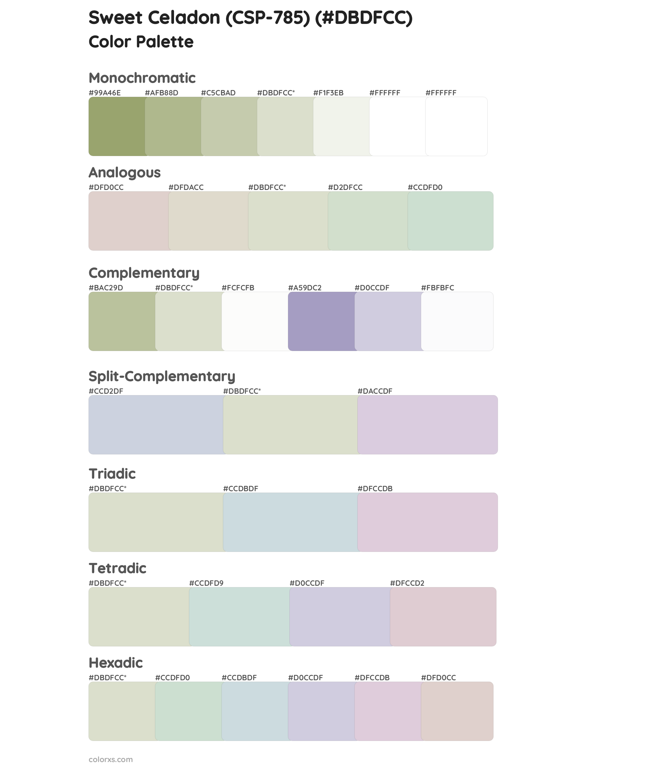 Sweet Celadon (CSP-785) Color Scheme Palettes