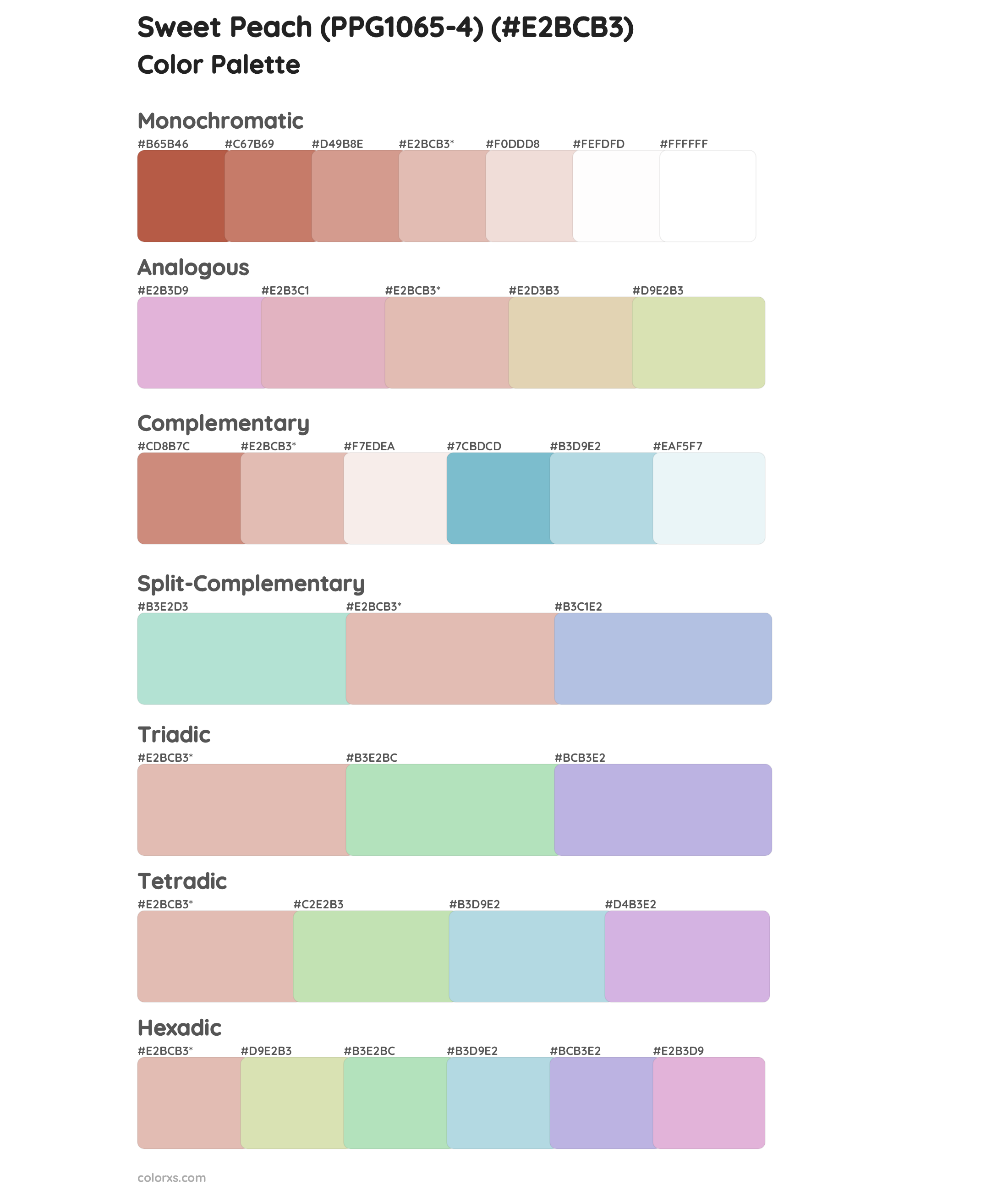 Sweet Peach (PPG1065-4) Color Scheme Palettes