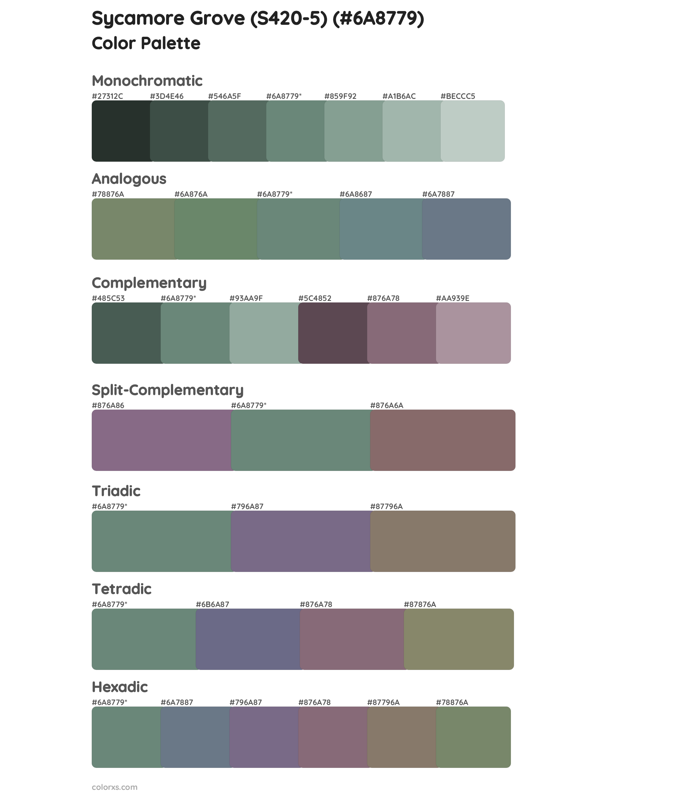 Sycamore Grove (S420-5) Color Scheme Palettes