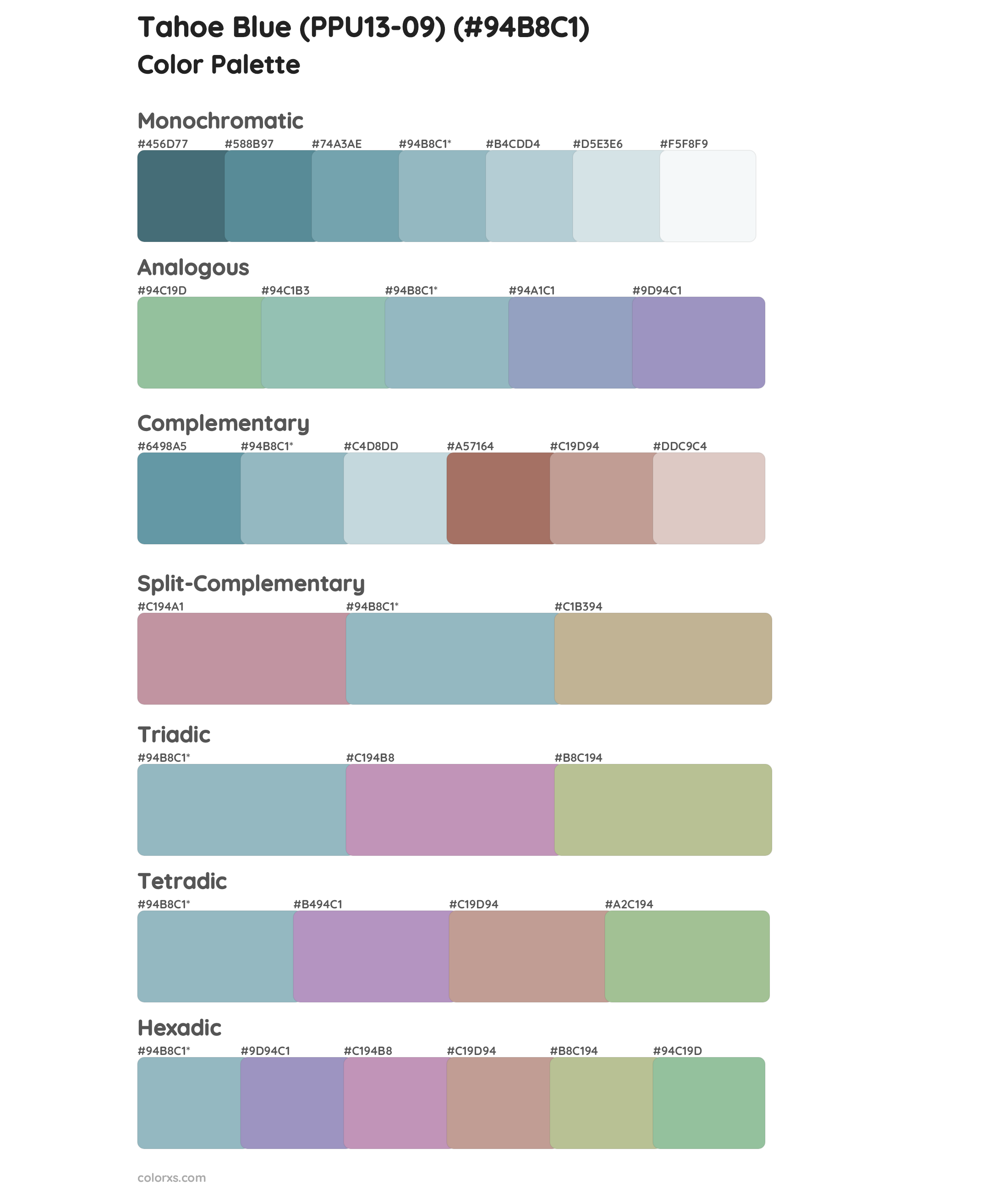 Tahoe Blue (PPU13-09) Color Scheme Palettes