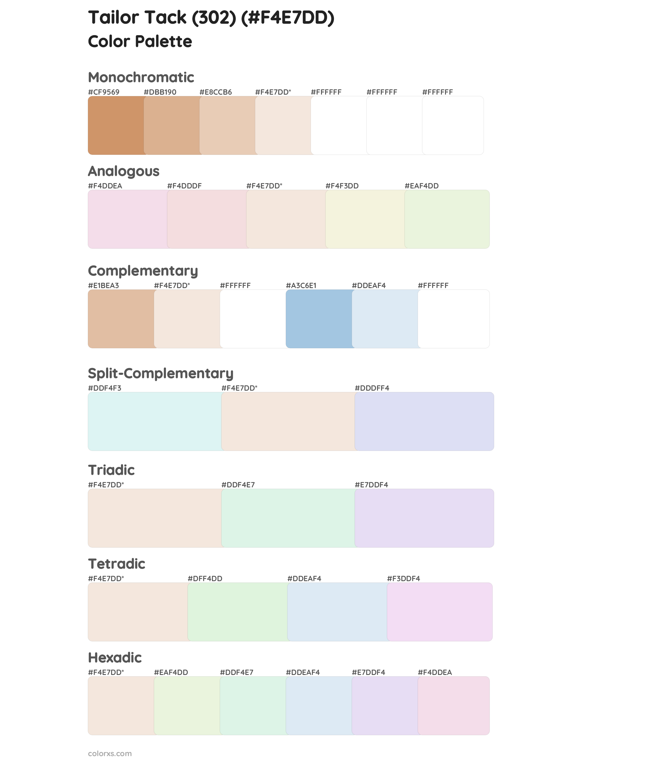 Tailor Tack (302) Color Scheme Palettes