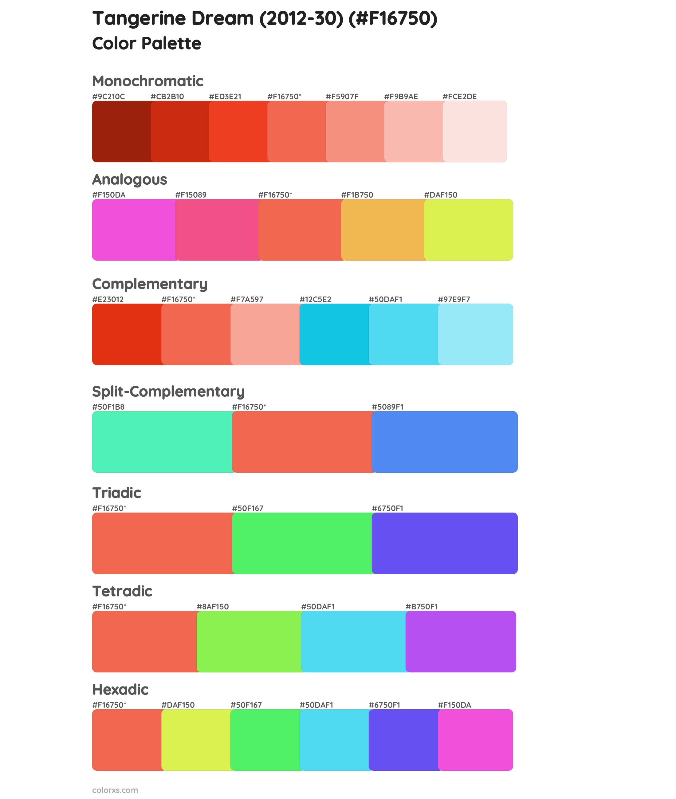 Tangerine Dream (2012-30) Color Scheme Palettes