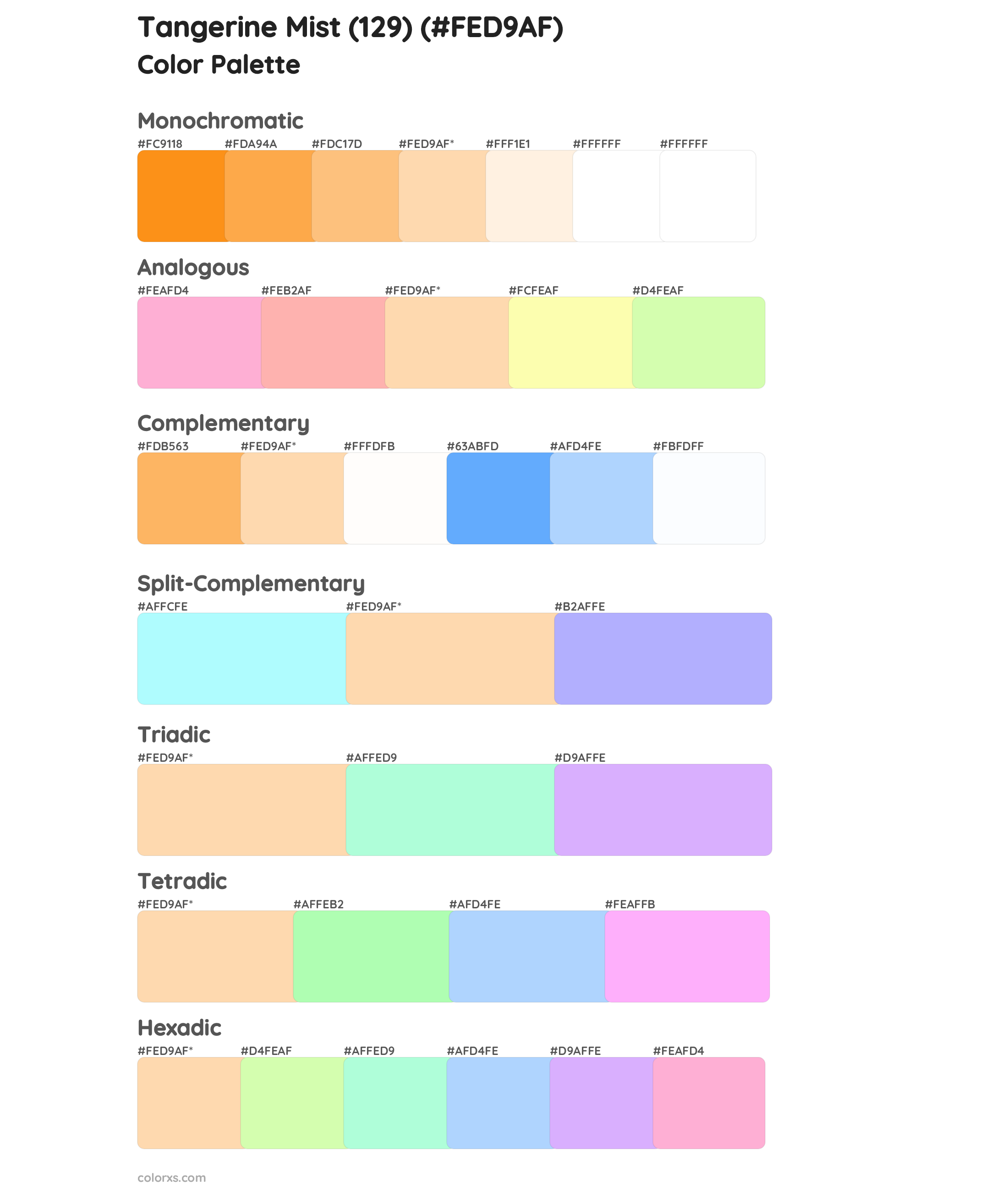 Tangerine Mist (129) Color Scheme Palettes