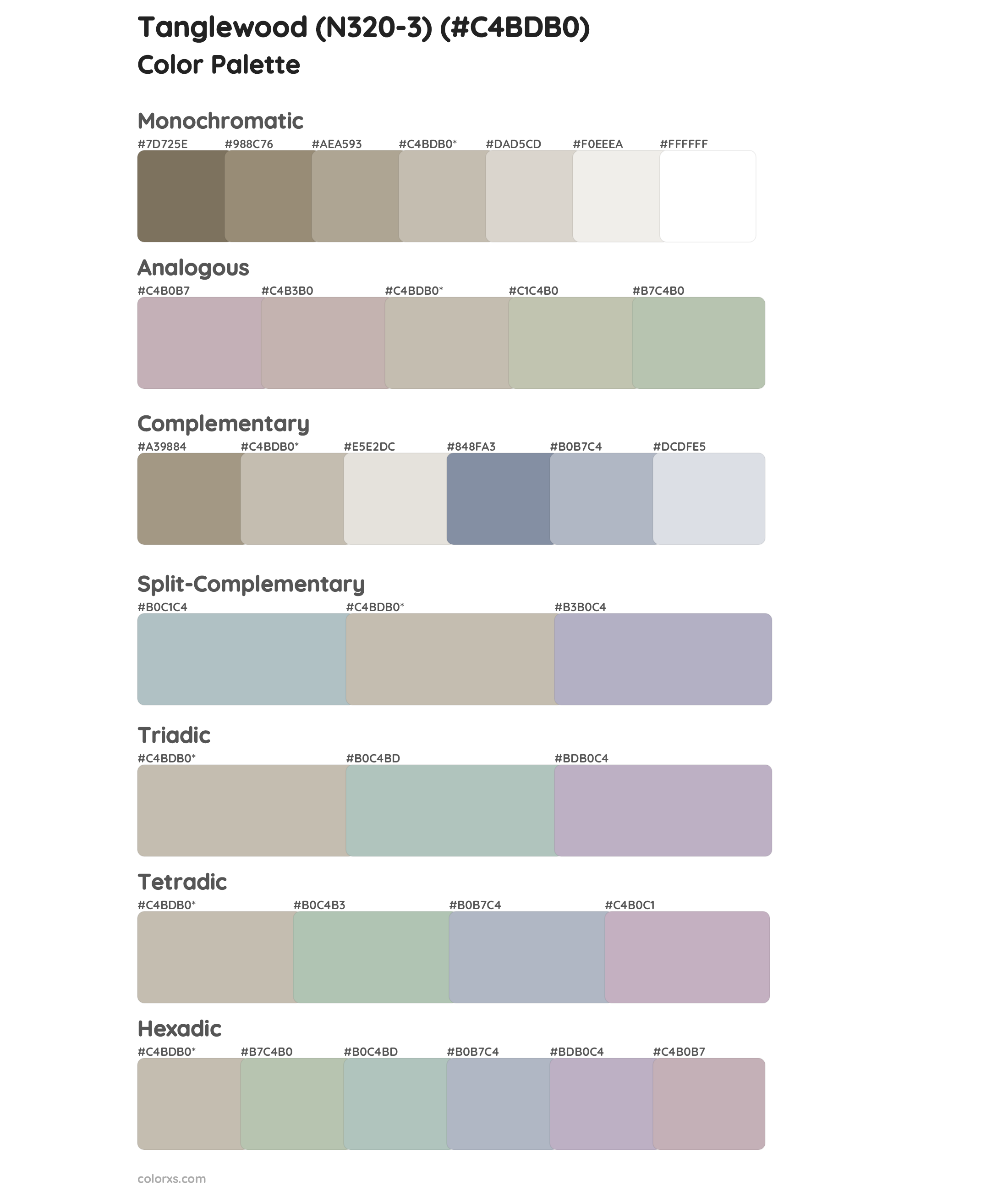 Tanglewood (N320-3) Color Scheme Palettes