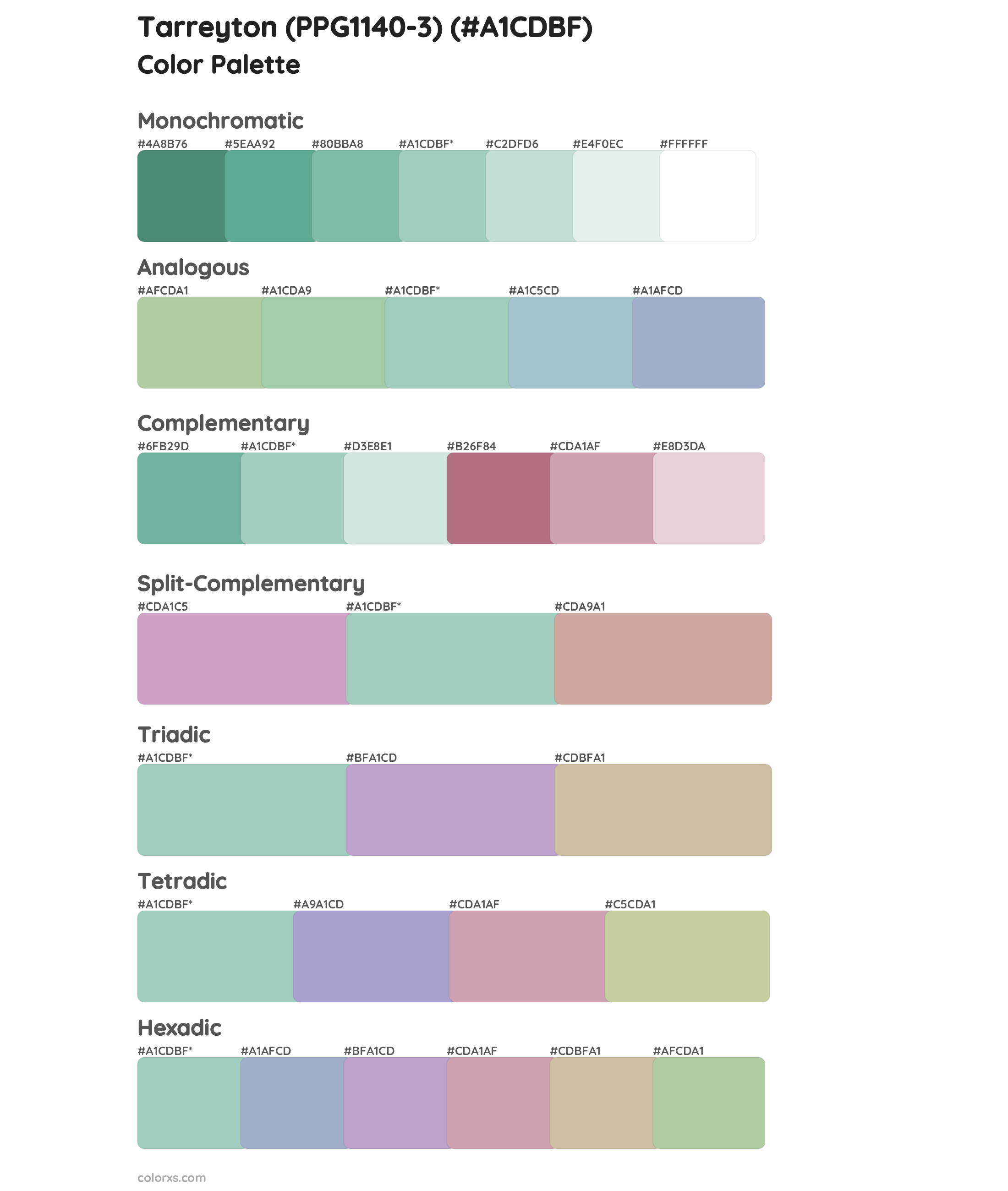 Tarreyton (PPG1140-3) Color Scheme Palettes