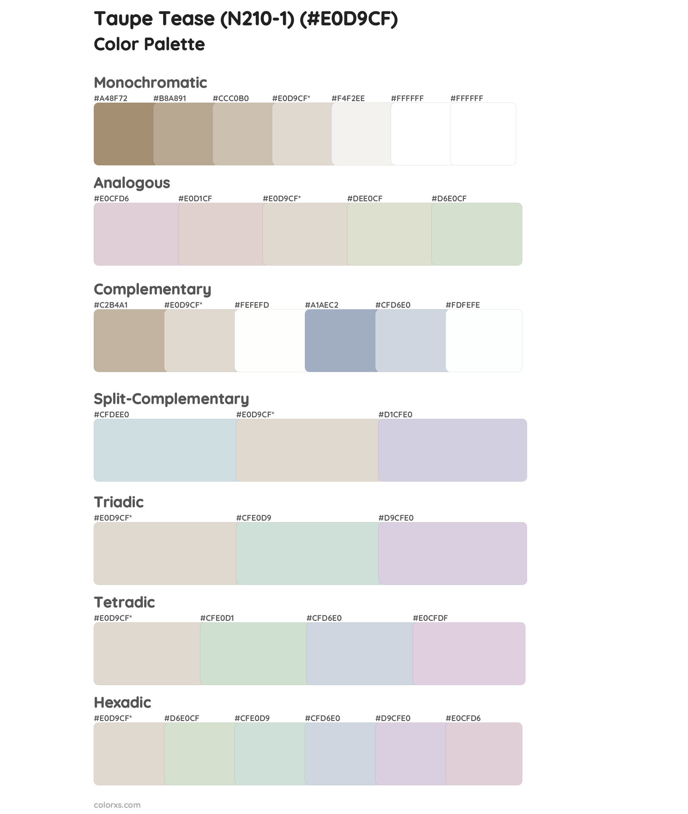 Taupe Tease (N210-1) Color Scheme Palettes