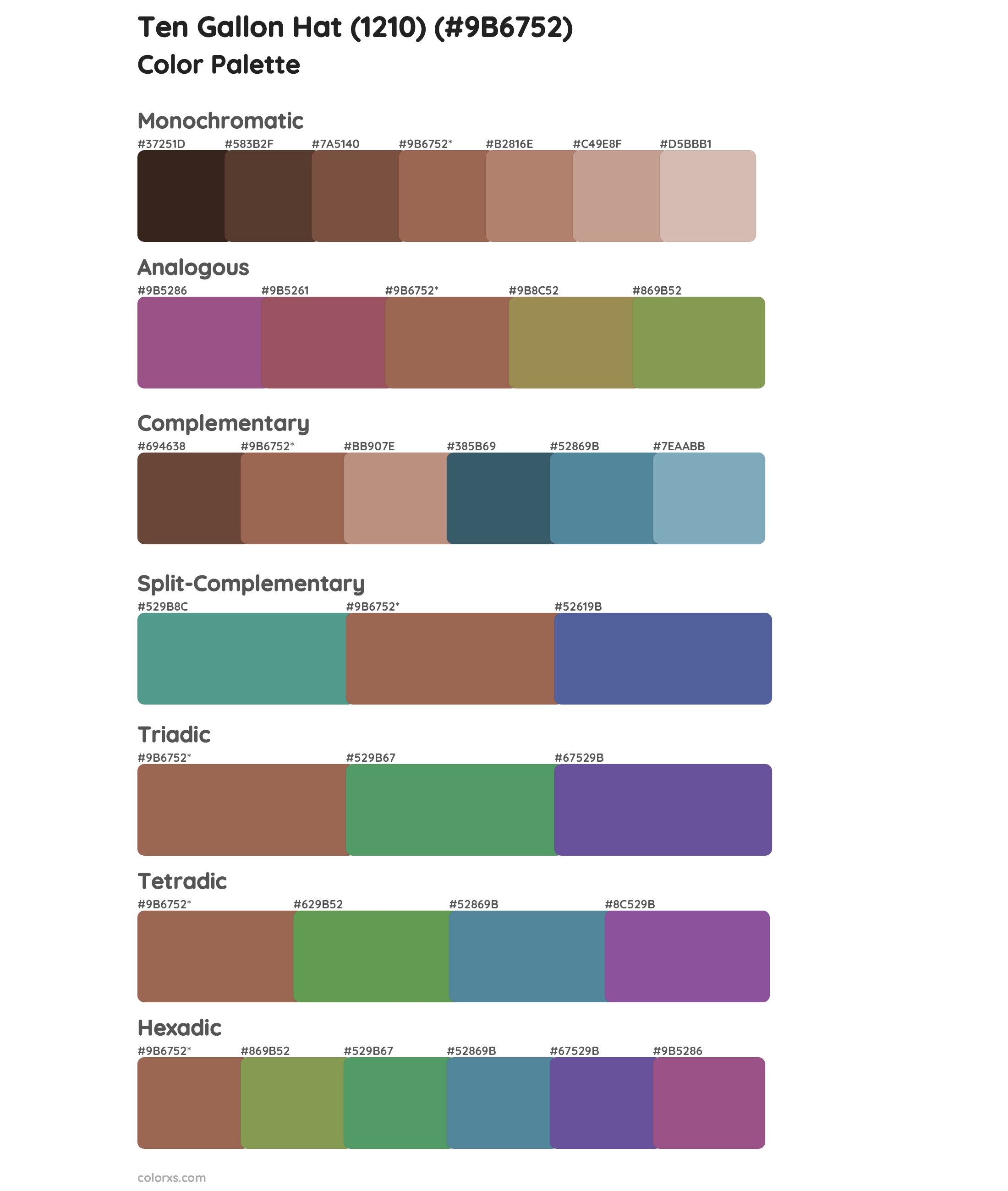 Ten Gallon Hat (1210) Color Scheme Palettes