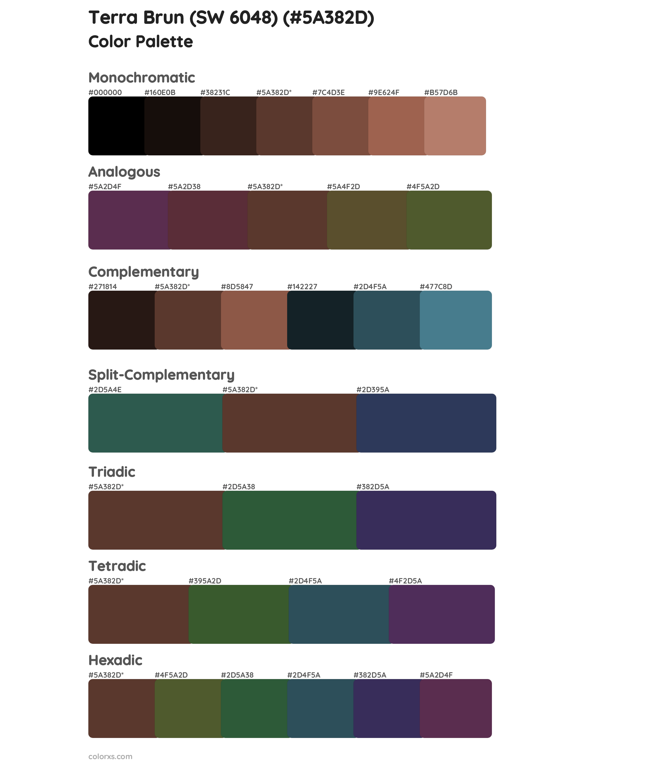 Terra Brun (SW 6048) Color Scheme Palettes