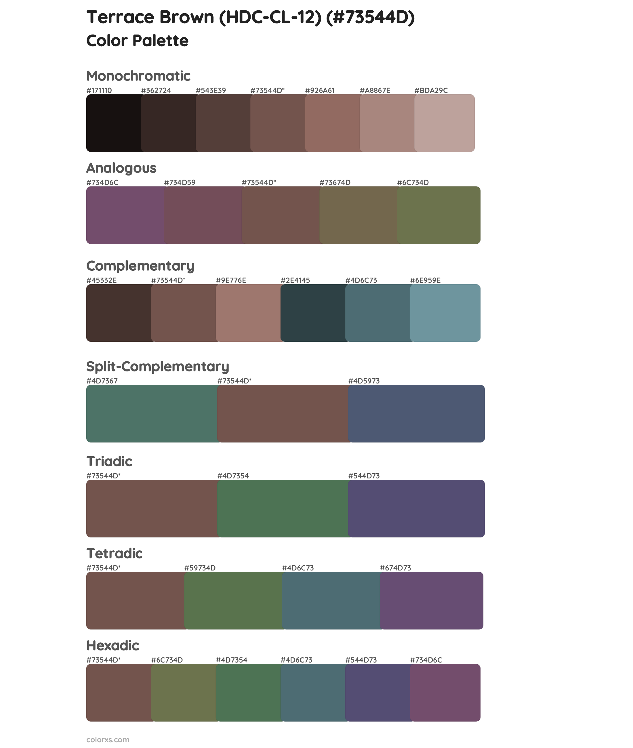 Terrace Brown (HDC-CL-12) Color Scheme Palettes