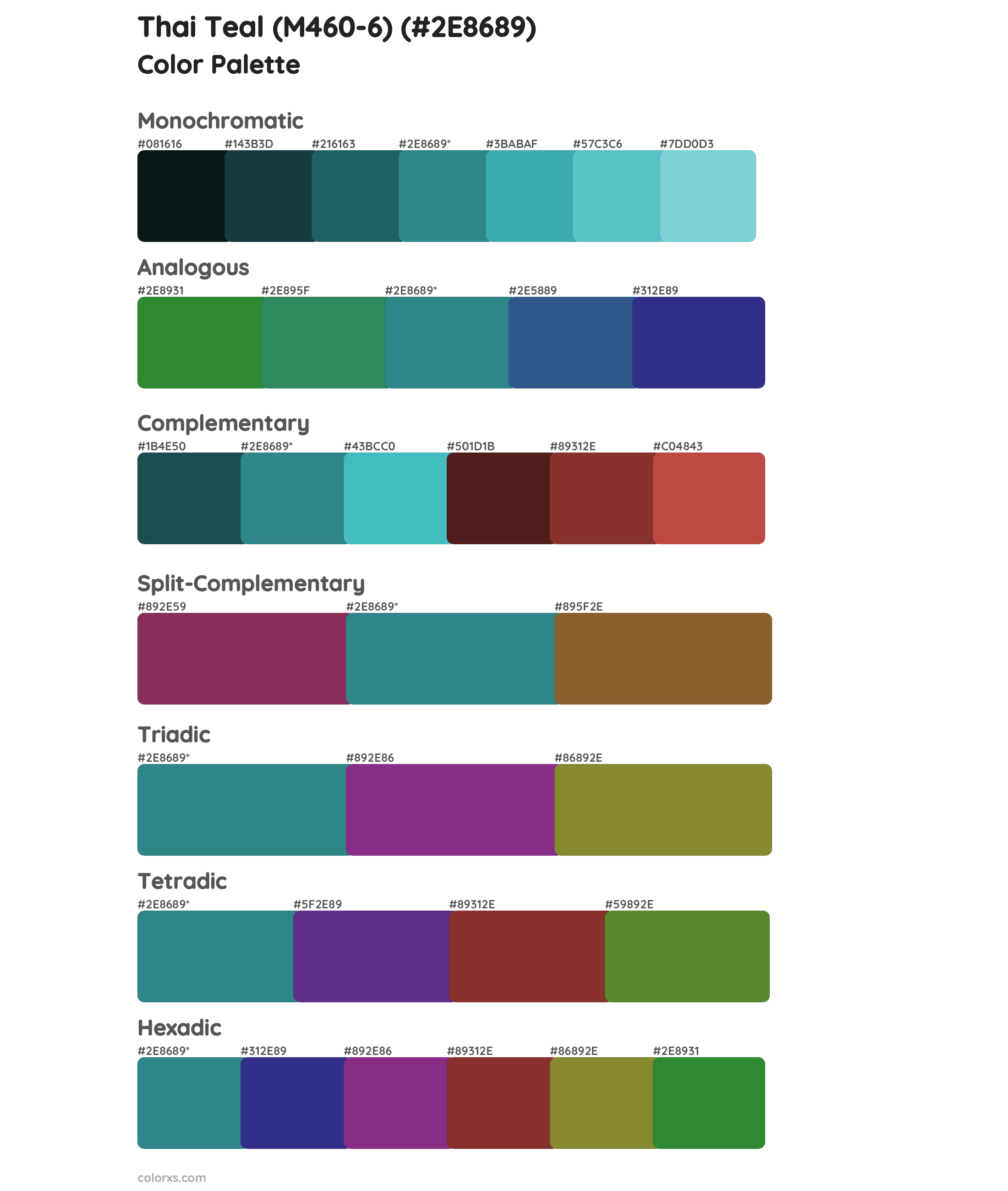 Thai Teal (M460-6) Color Scheme Palettes