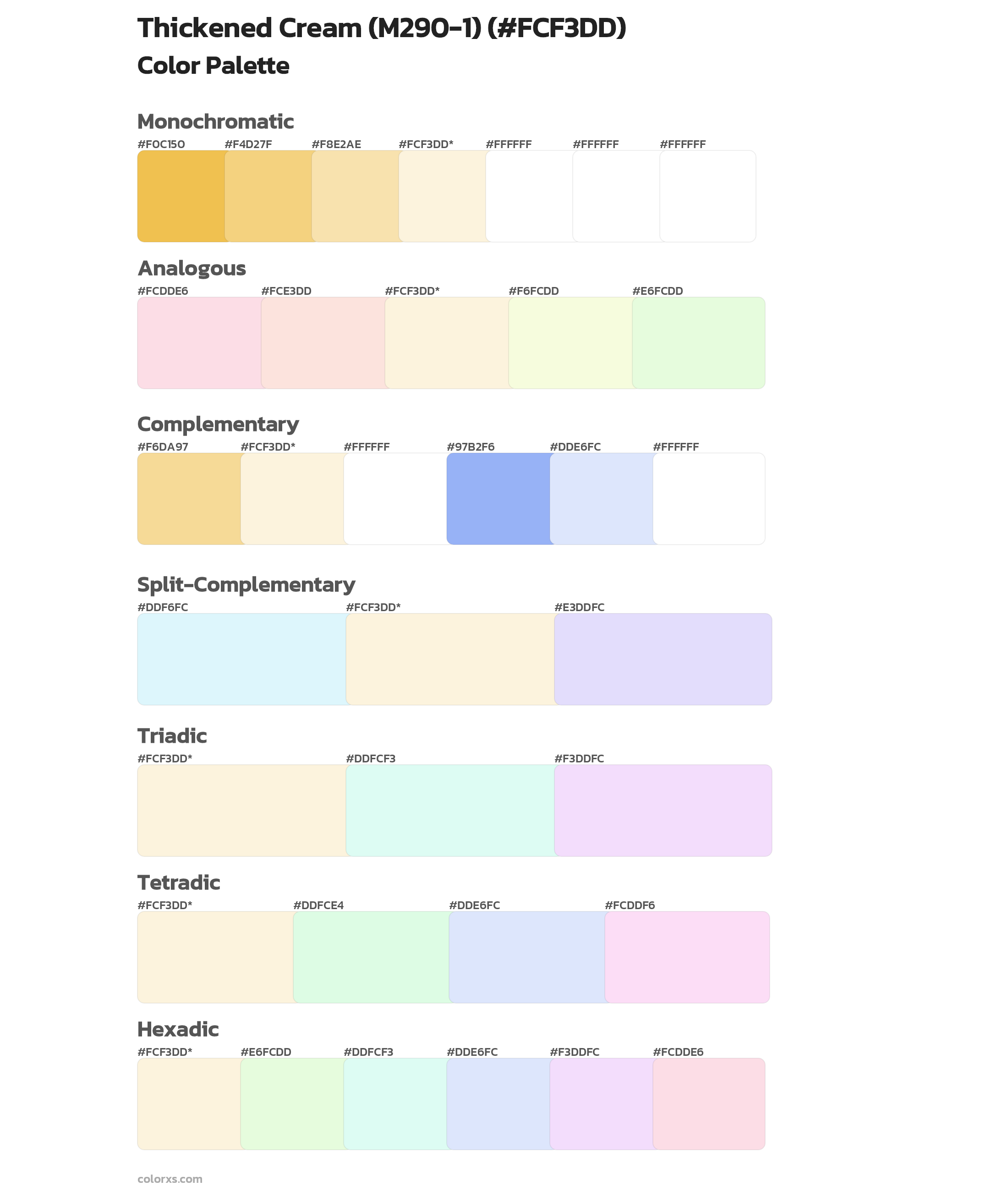 Thickened Cream (M290-1) Color Scheme Palettes