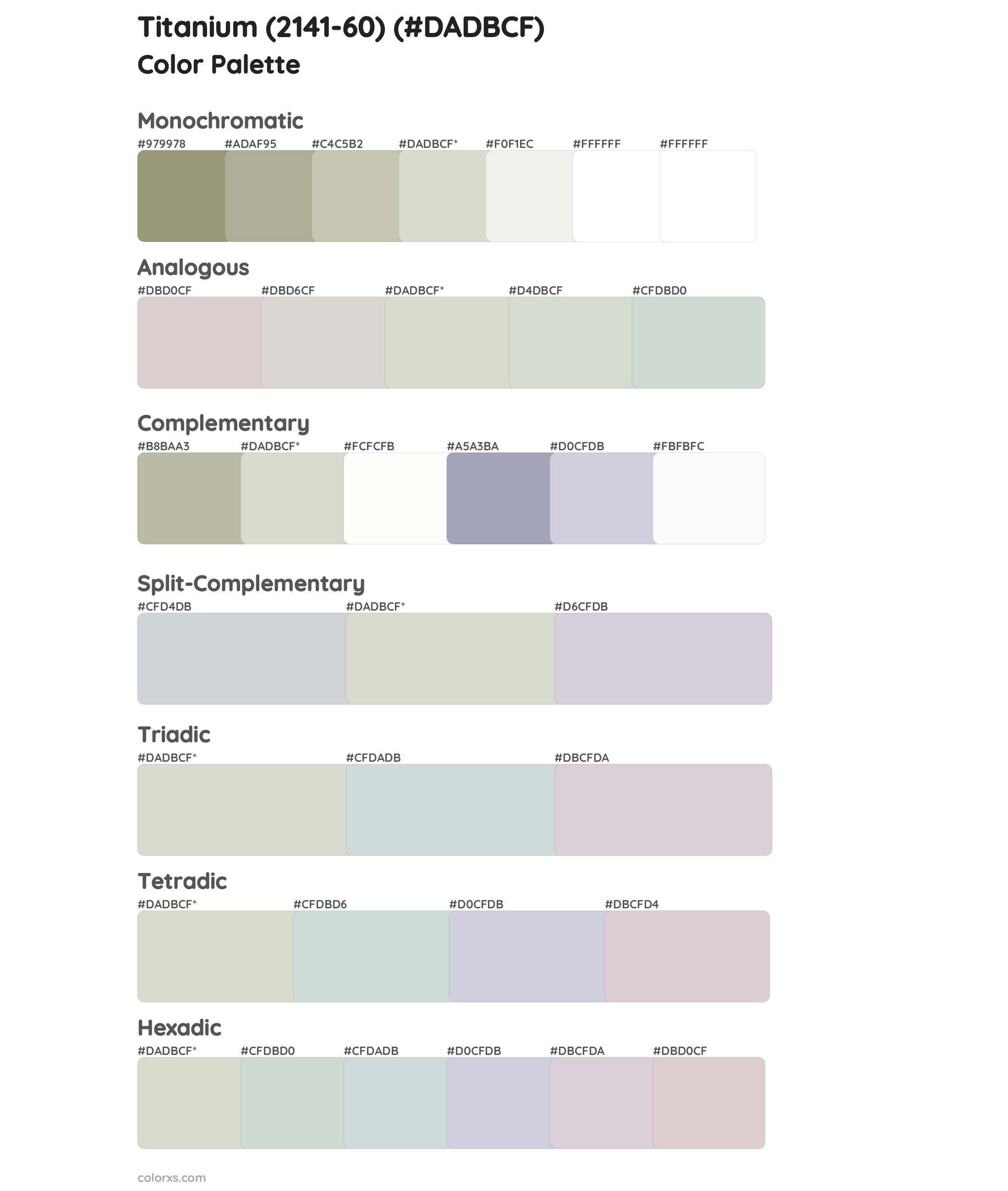 Titanium (2141-60) Color Scheme Palettes