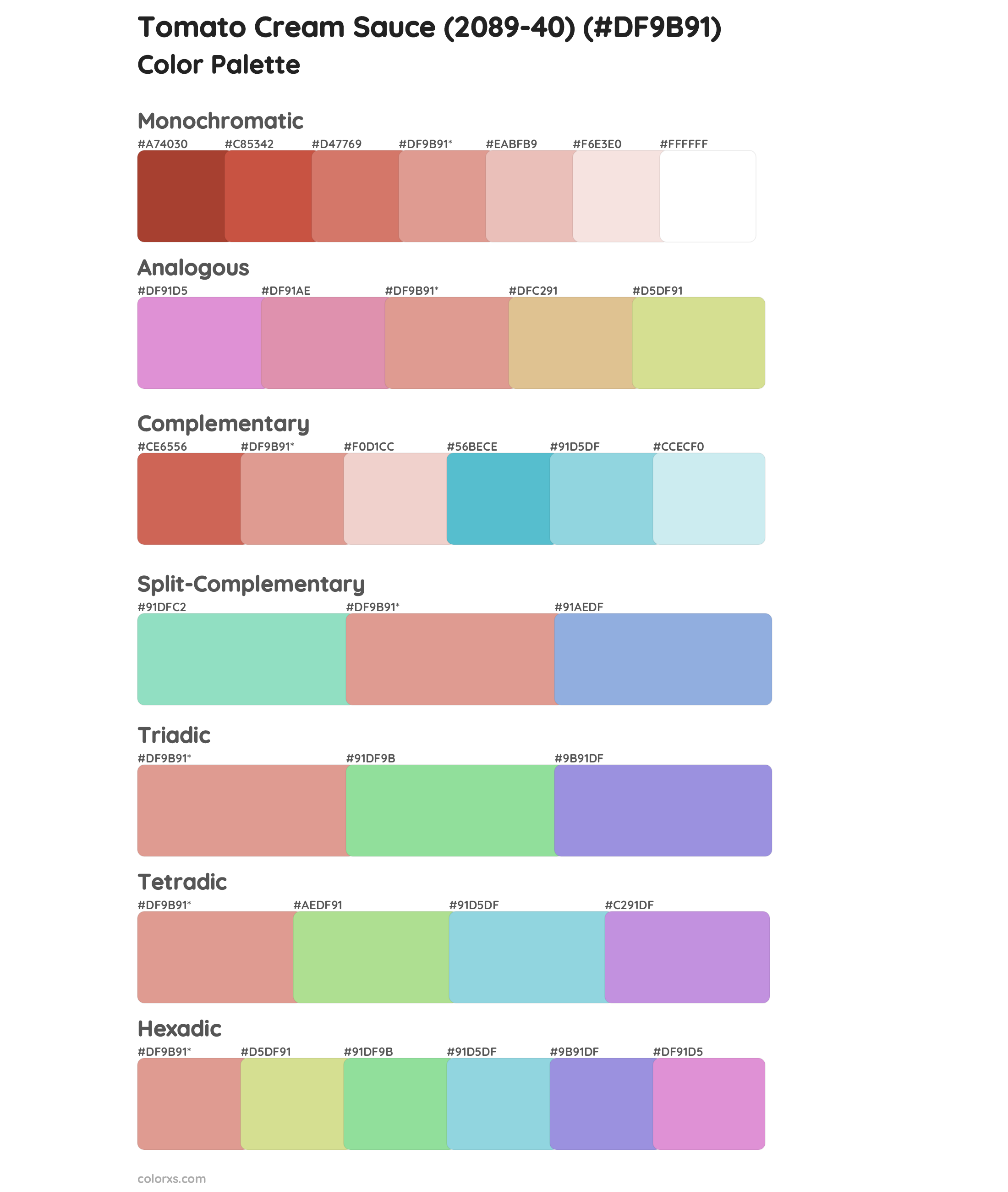 Tomato Cream Sauce (2089-40) Color Scheme Palettes