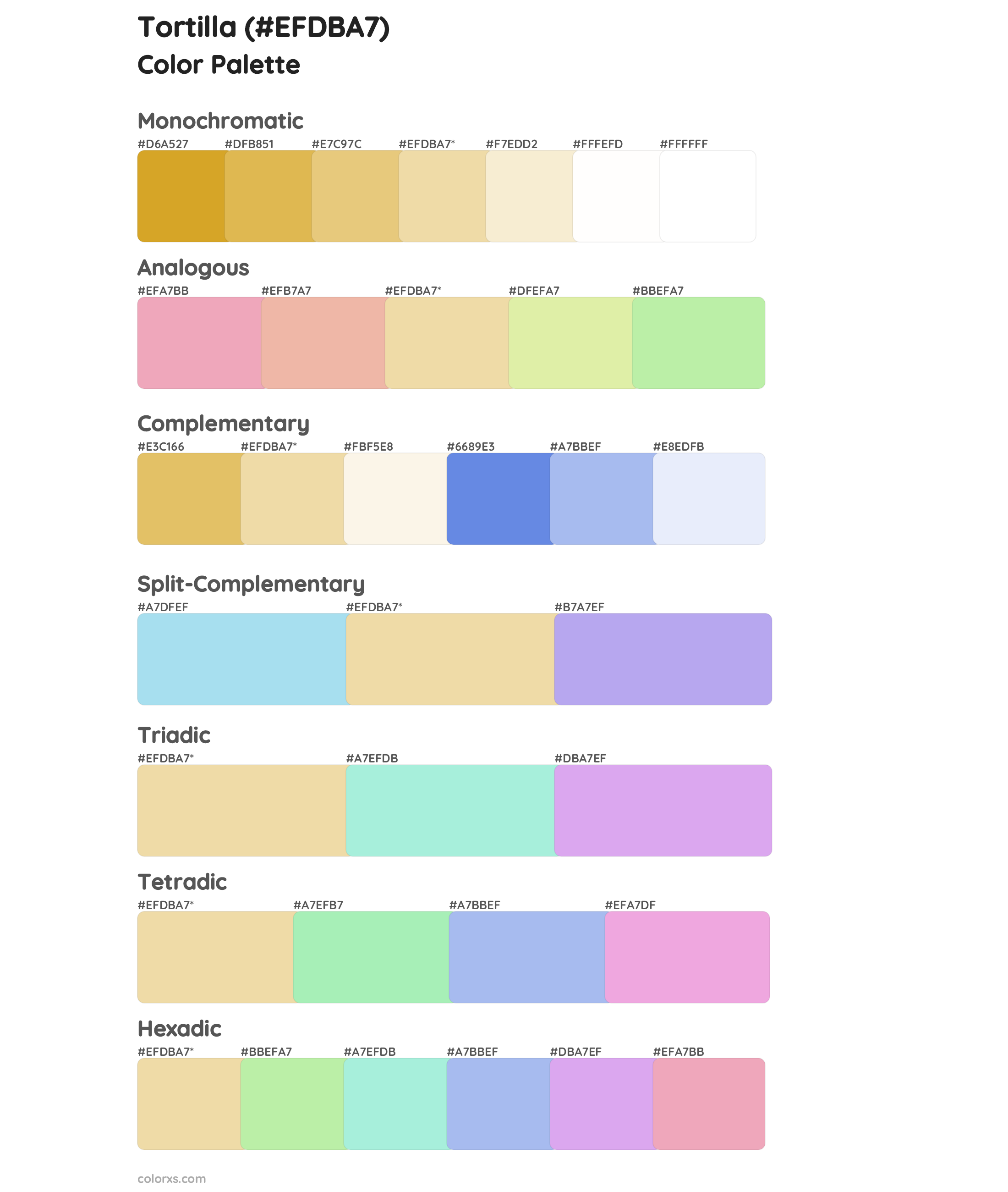 Tortilla Color Scheme Palettes