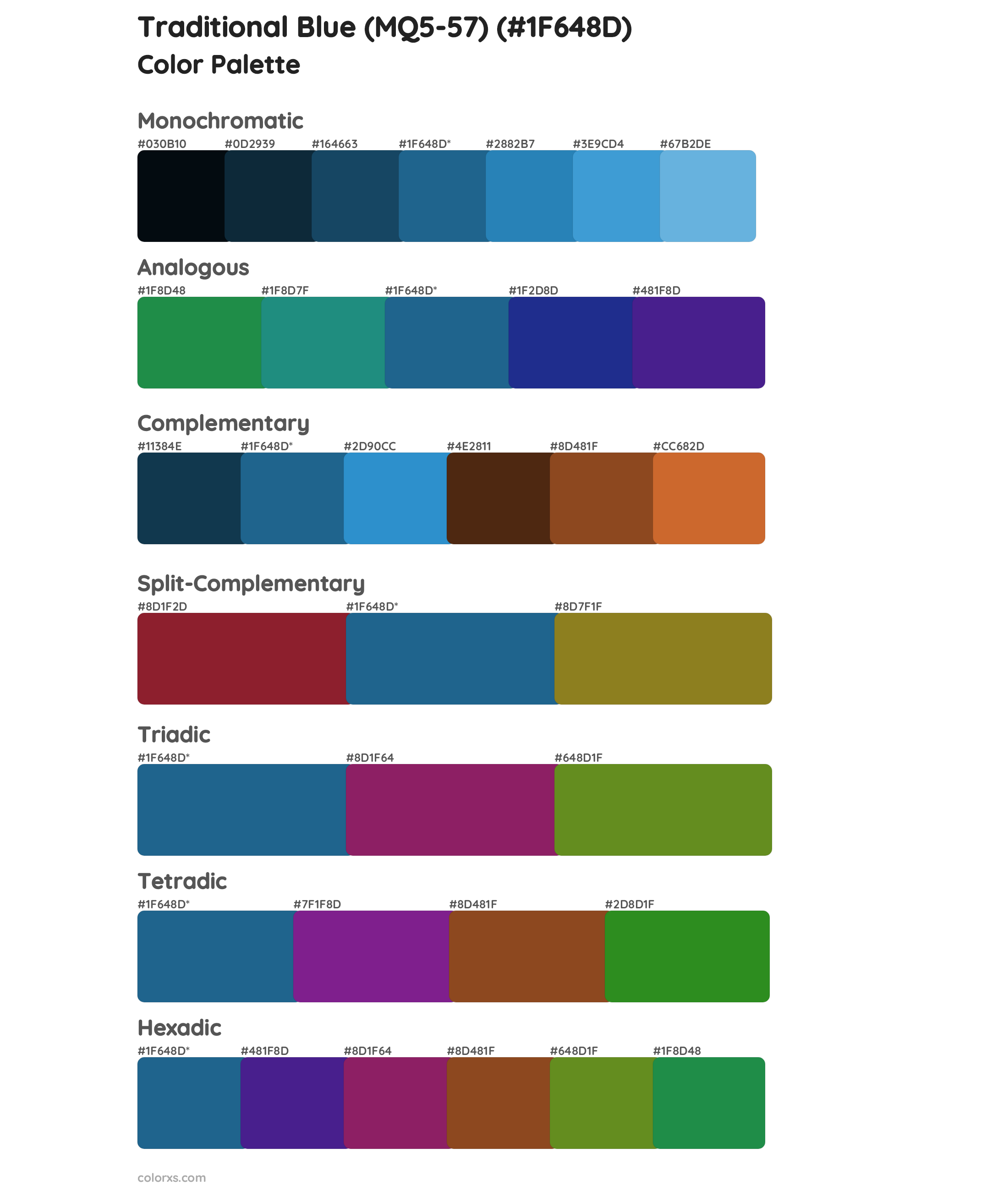 Traditional Blue (MQ5-57) Color Scheme Palettes