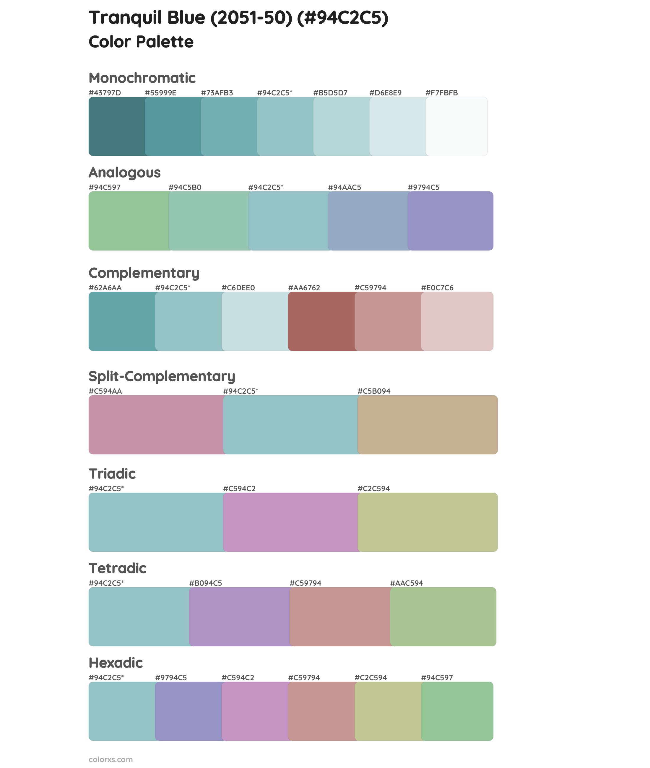 Tranquil Blue (2051-50) Color Scheme Palettes