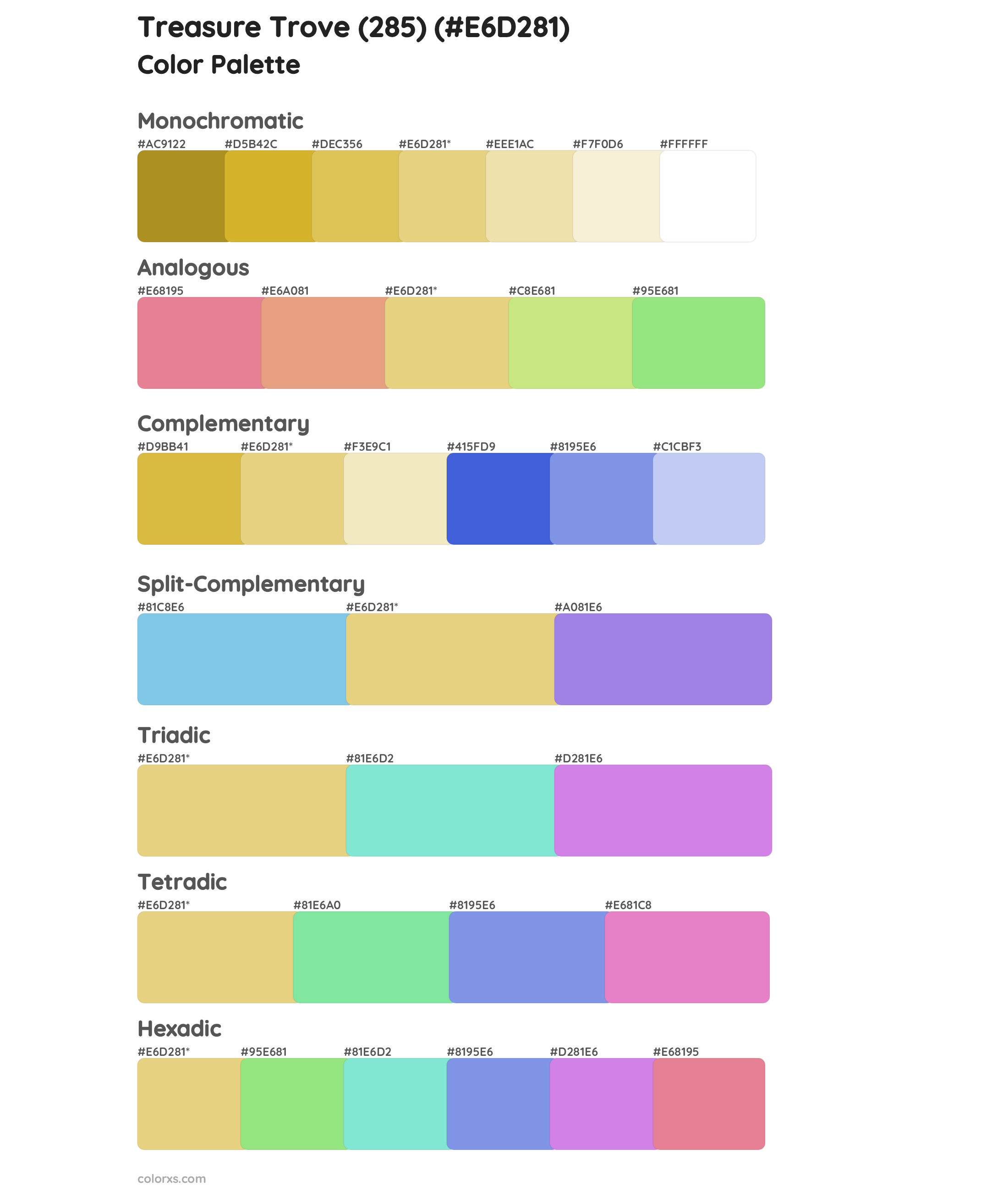 Treasure Trove (285) Color Scheme Palettes