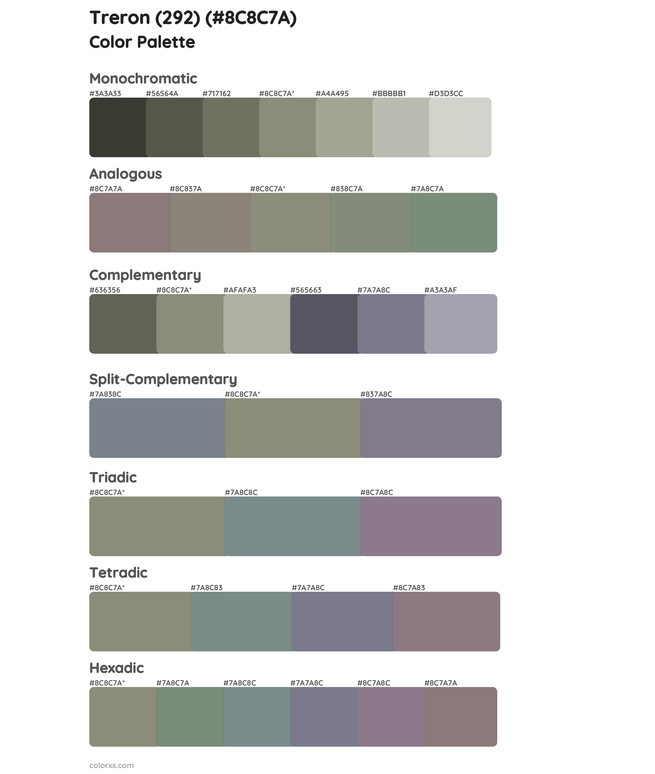 Treron (292) Color Scheme Palettes