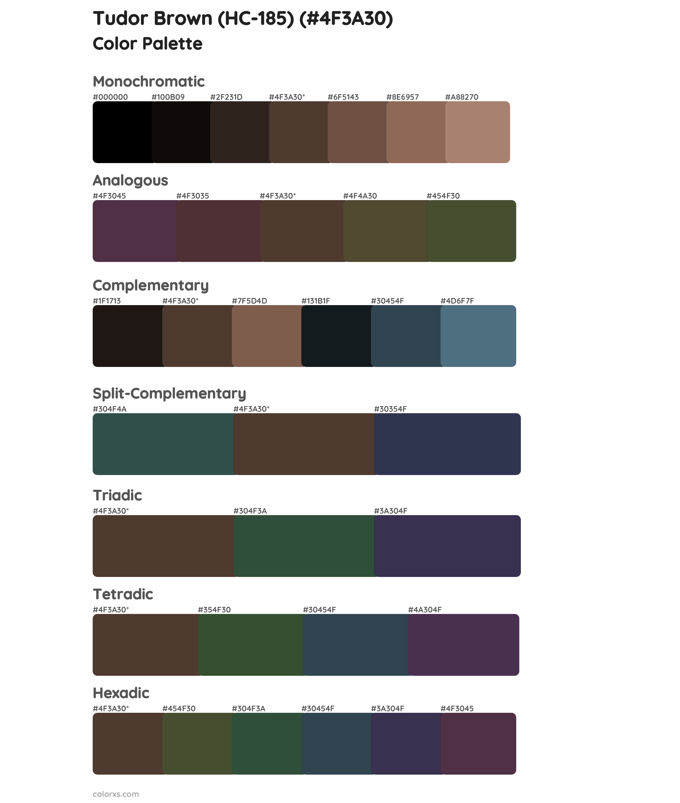 Tudor Brown (HC-185) Color Scheme Palettes