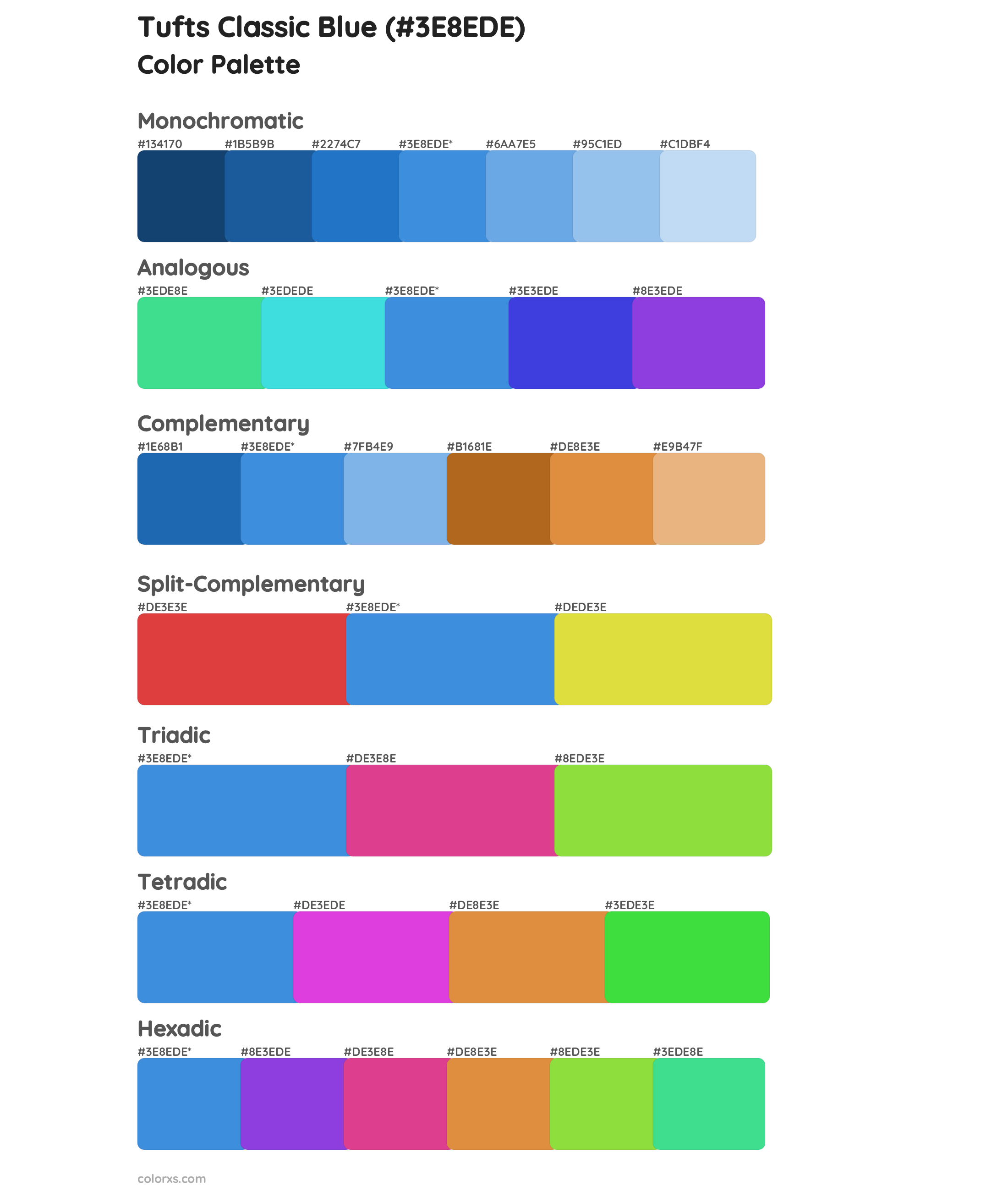 Tufts Classic Blue Color Scheme Palettes