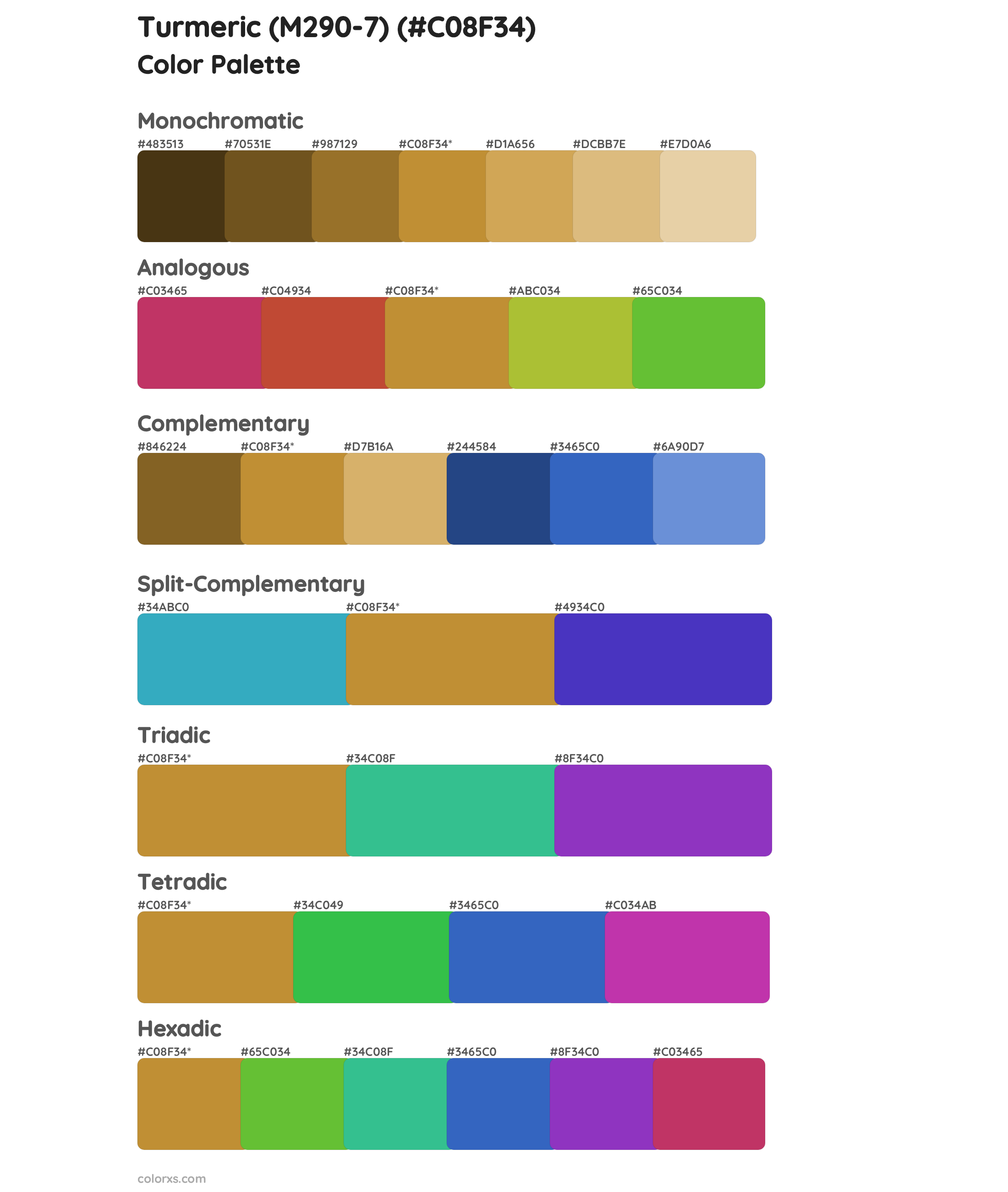 Turmeric (M290-7) Color Scheme Palettes