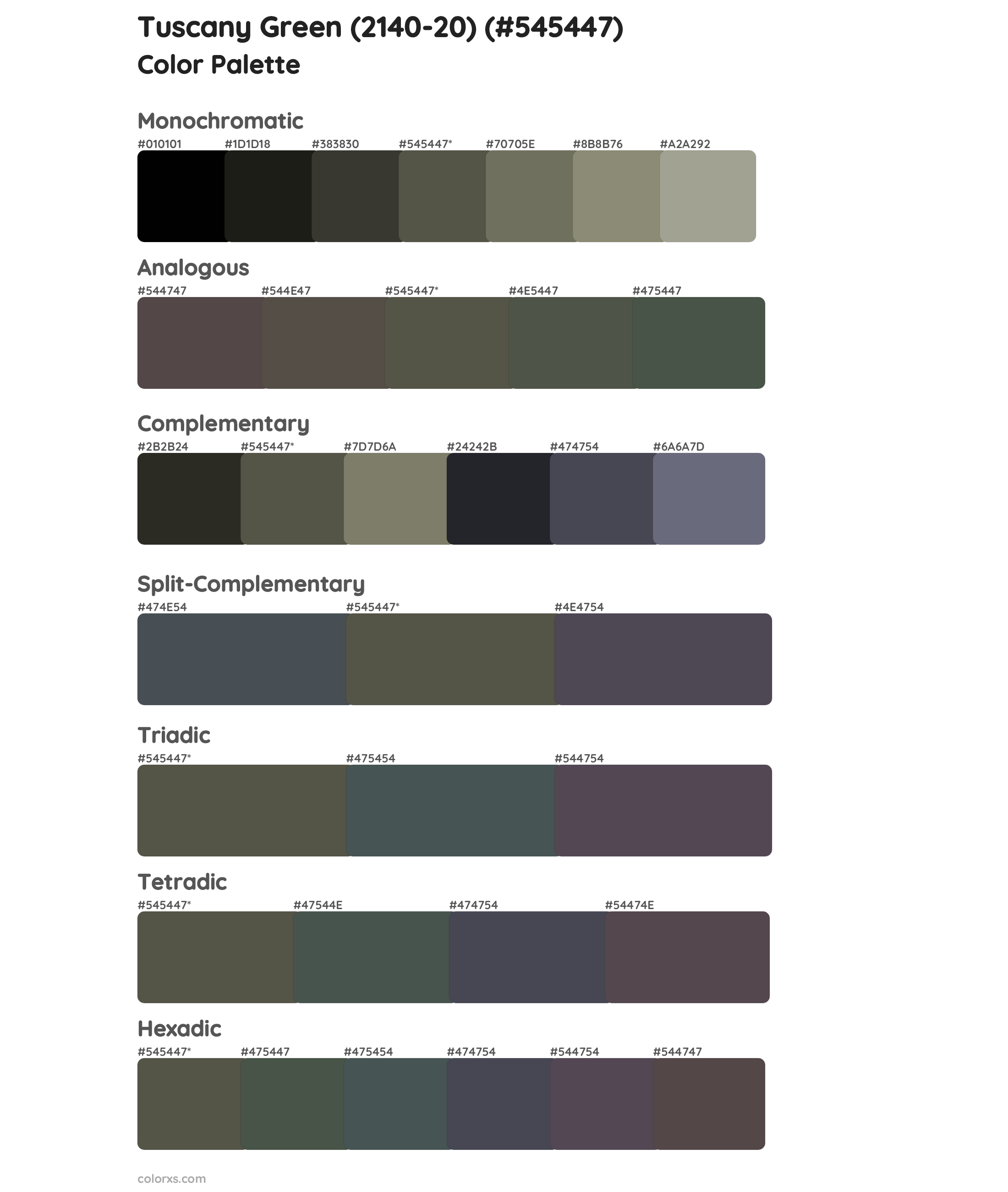 Tuscany Green (2140-20) Color Scheme Palettes